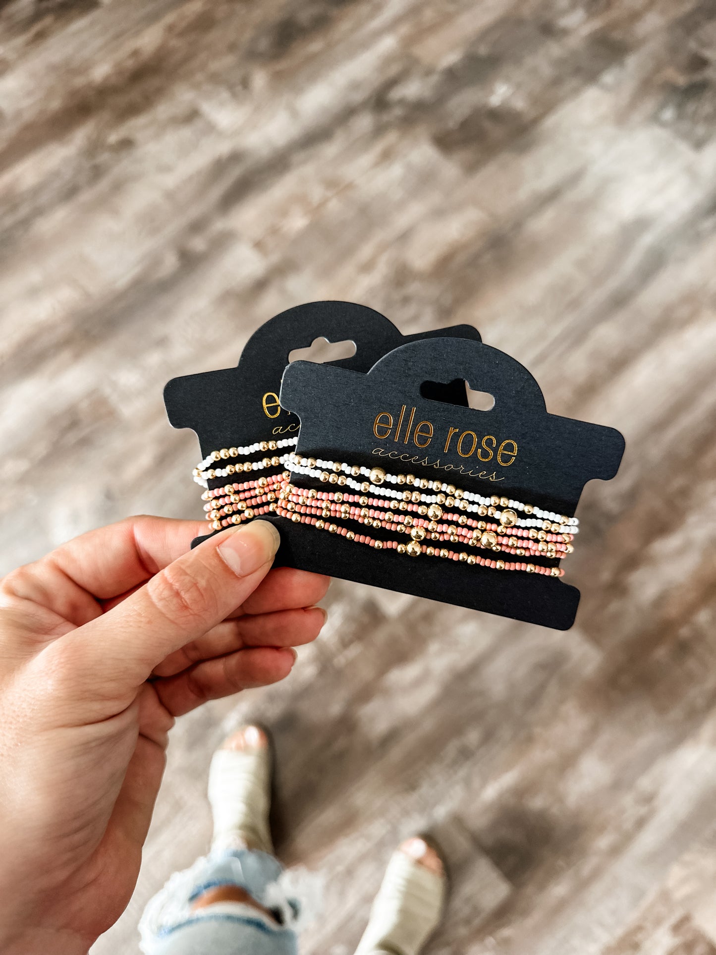 Stacked Beaded Bracelet - Rose Gold