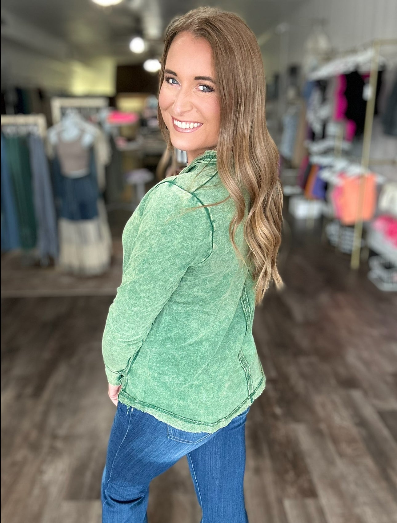 Know It All Henley Top - Green
