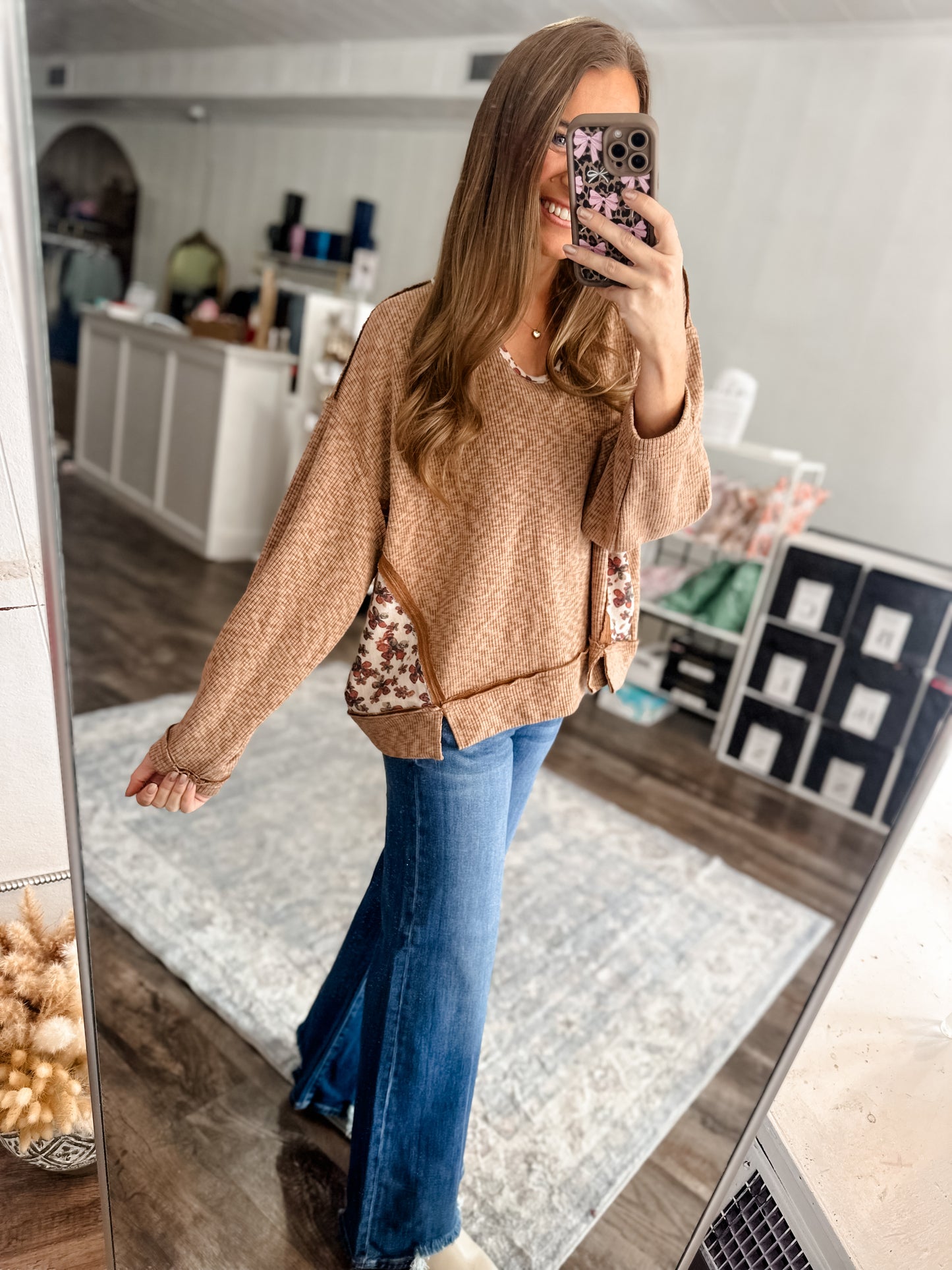 Walking on Main Oversized Top (Brown)