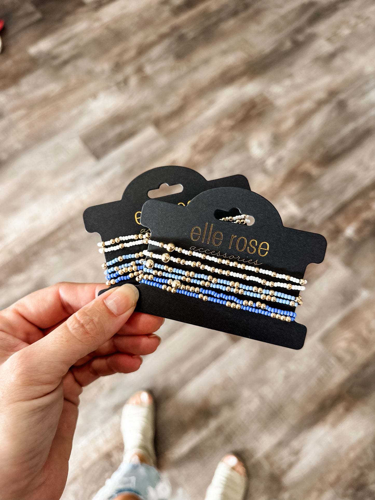 Stacked Beaded Bracelet - Blues