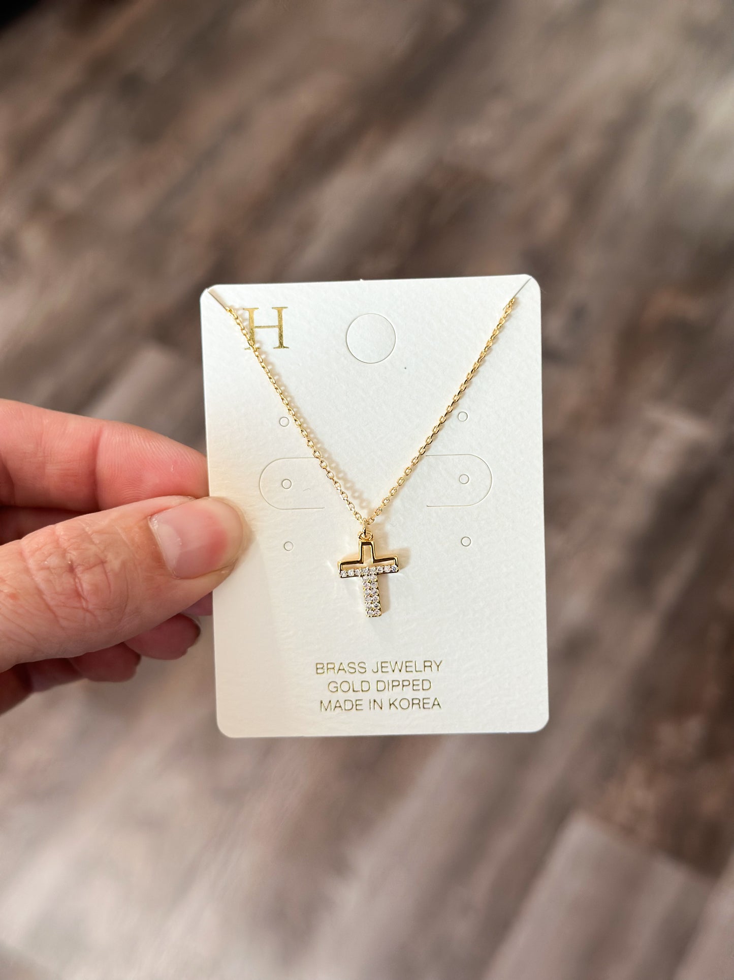 Sparkle Cross Necklace (Gold)