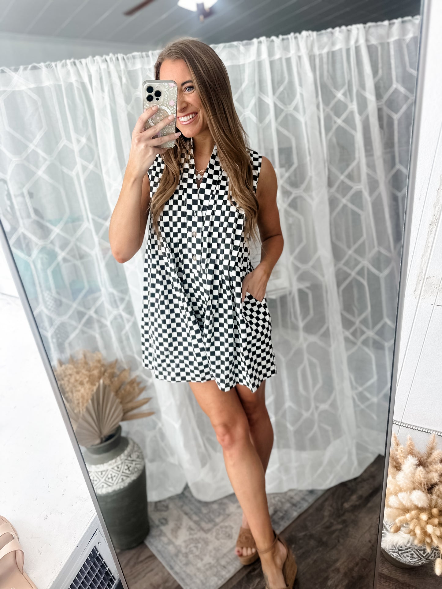 Ready, Set, Style It Checkered Romper