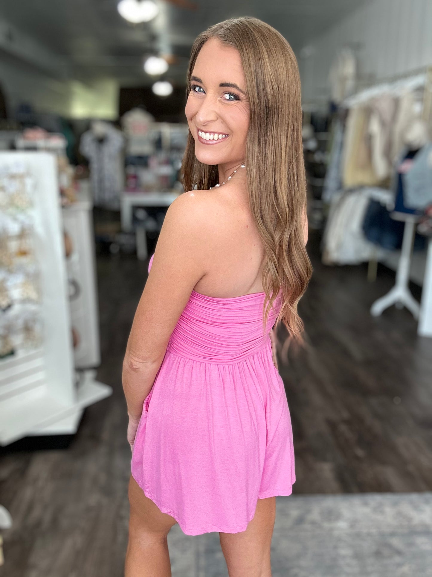 Endless Effort Strapless Romper (Pink)