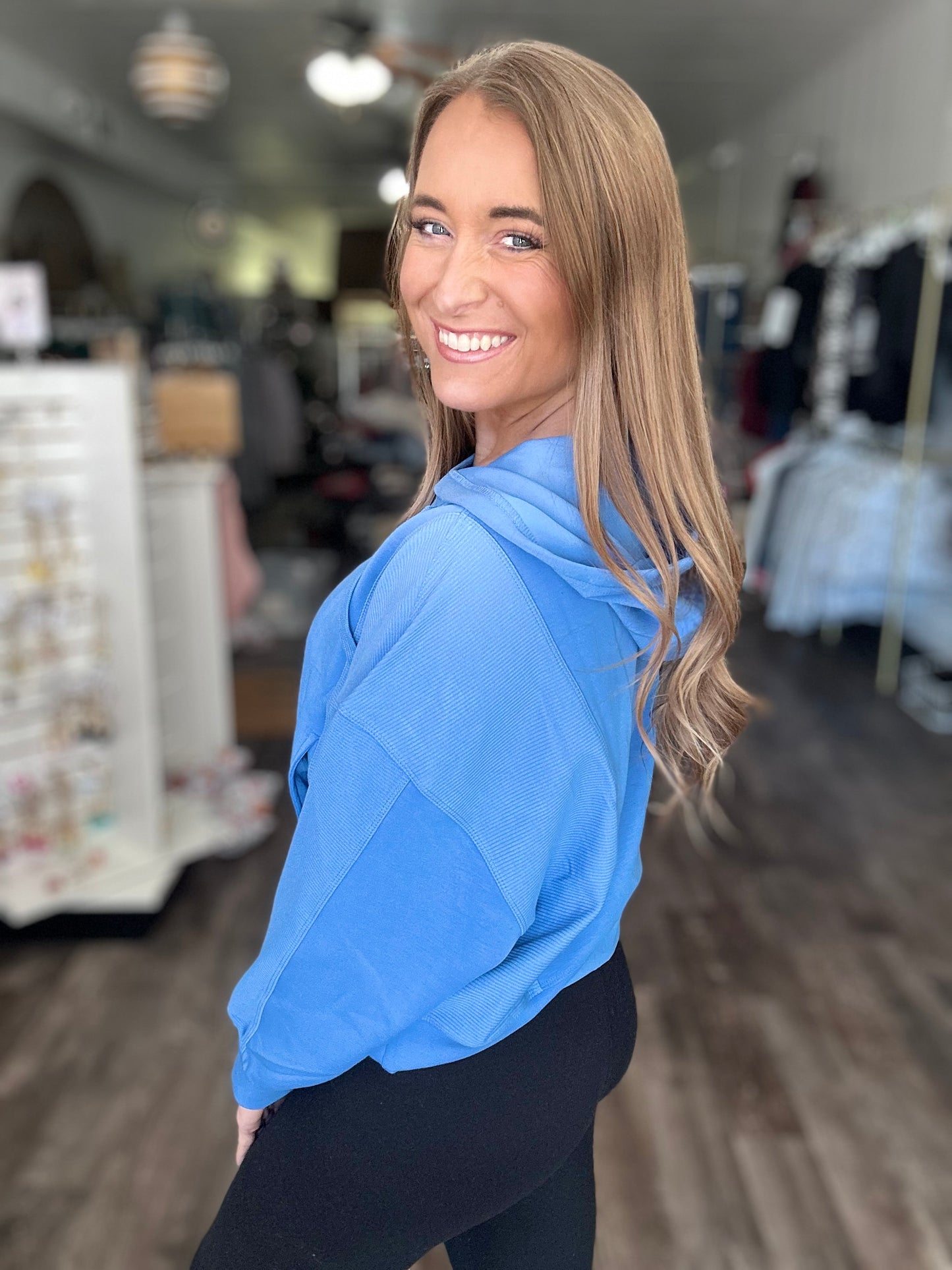 Parker Hooded Contrast Pullover (Marine) - Simply Southern