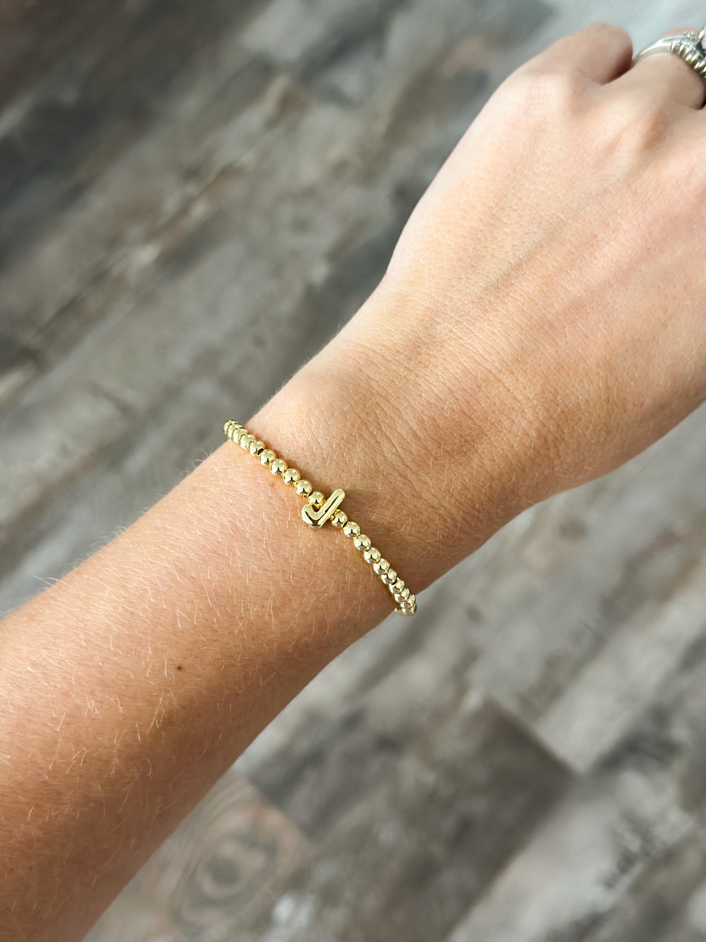 Initial Bubble Stretch Bracelet - J