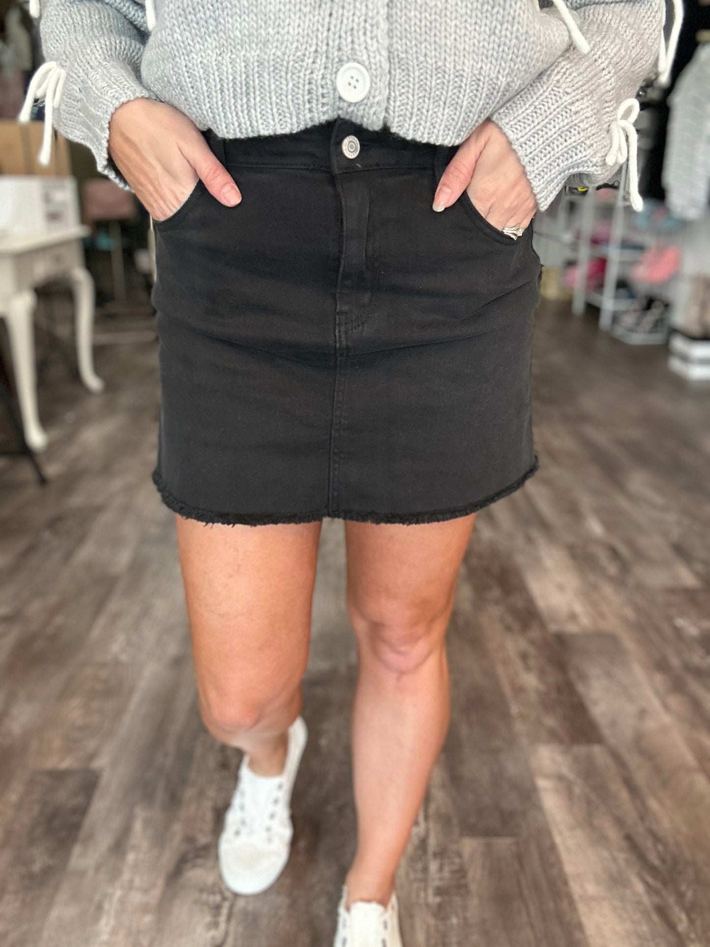 In A Daze Denim Skirt - Black