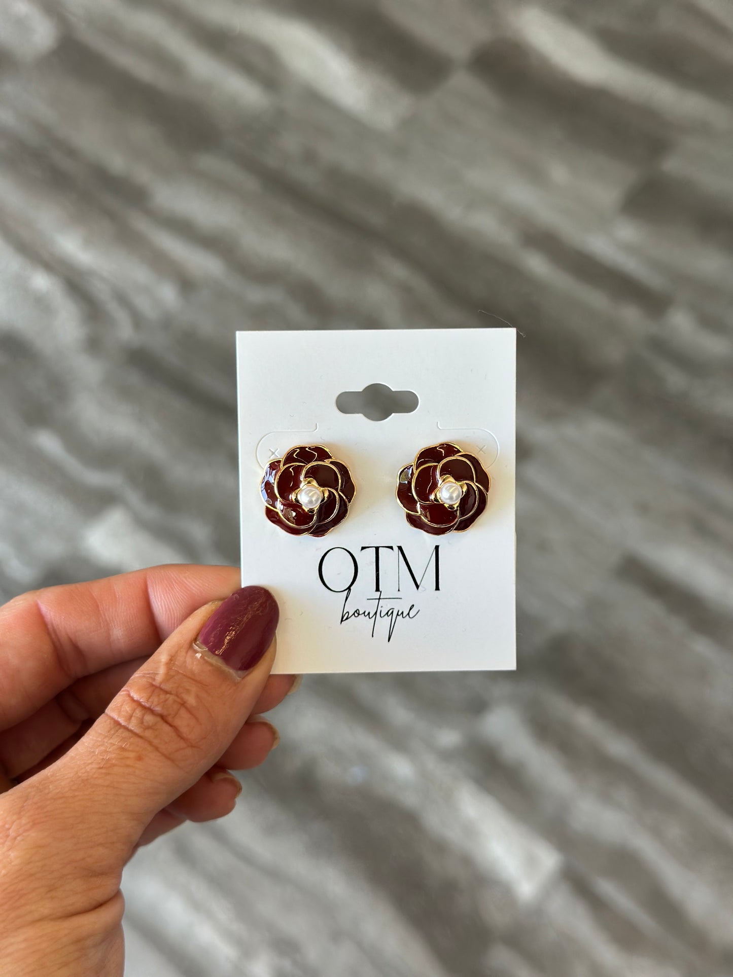 Vintage Inspired Red Floral Earrings