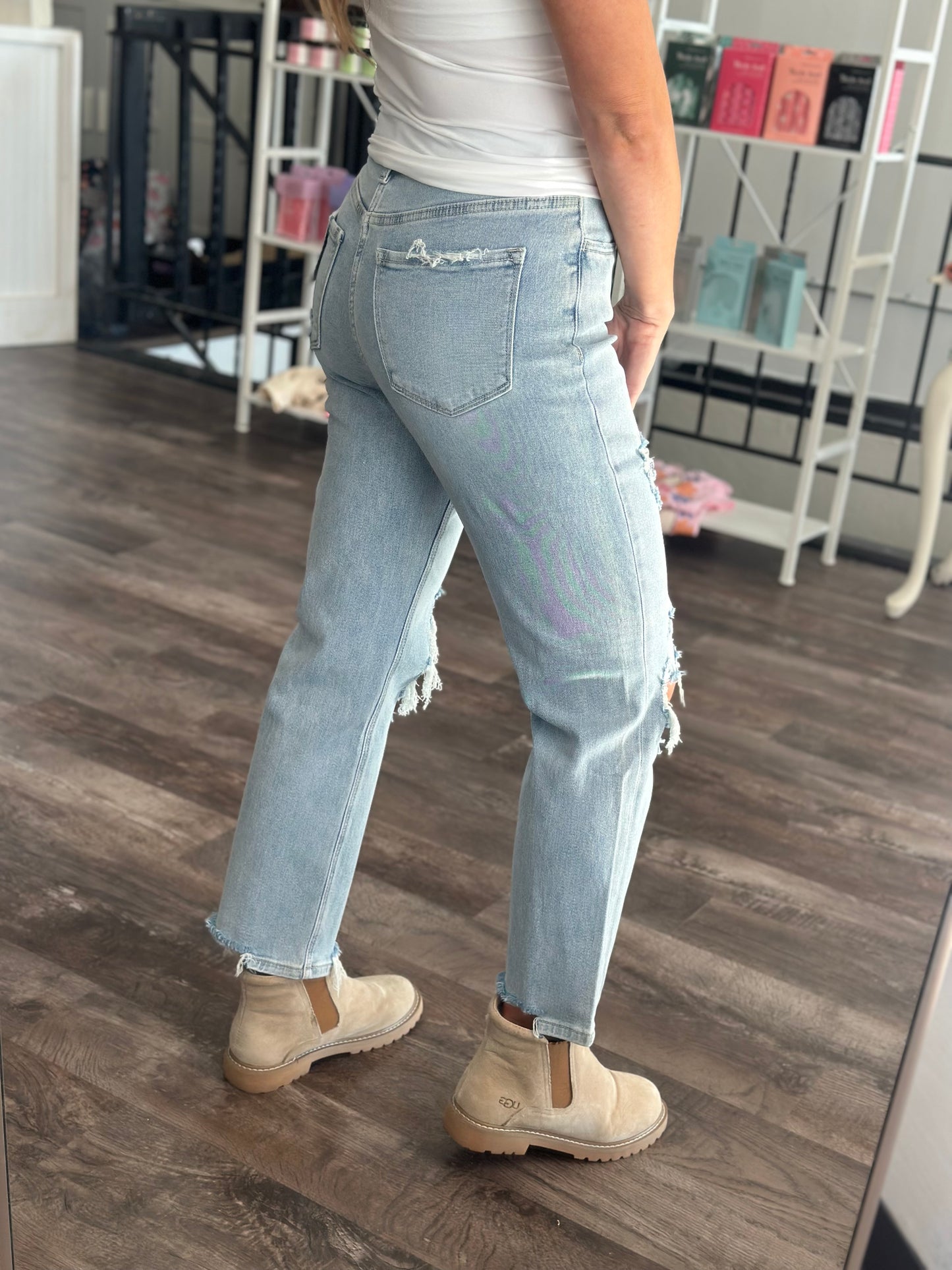 Jodie High Rise Distressed Denim