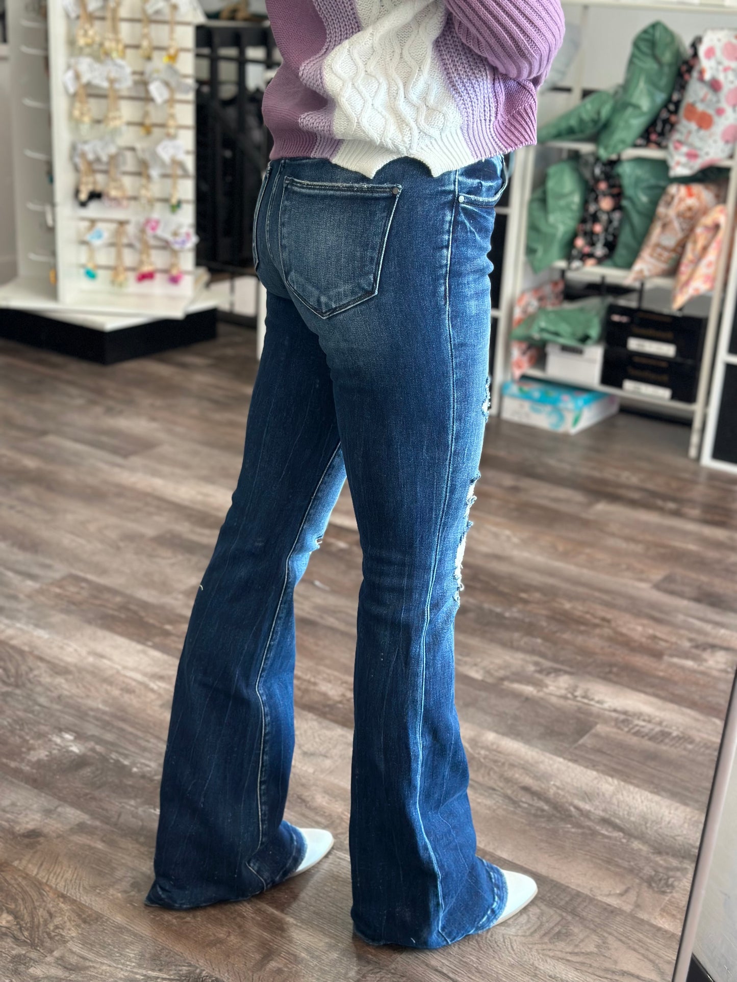 Katy Destroyed Flare Denim