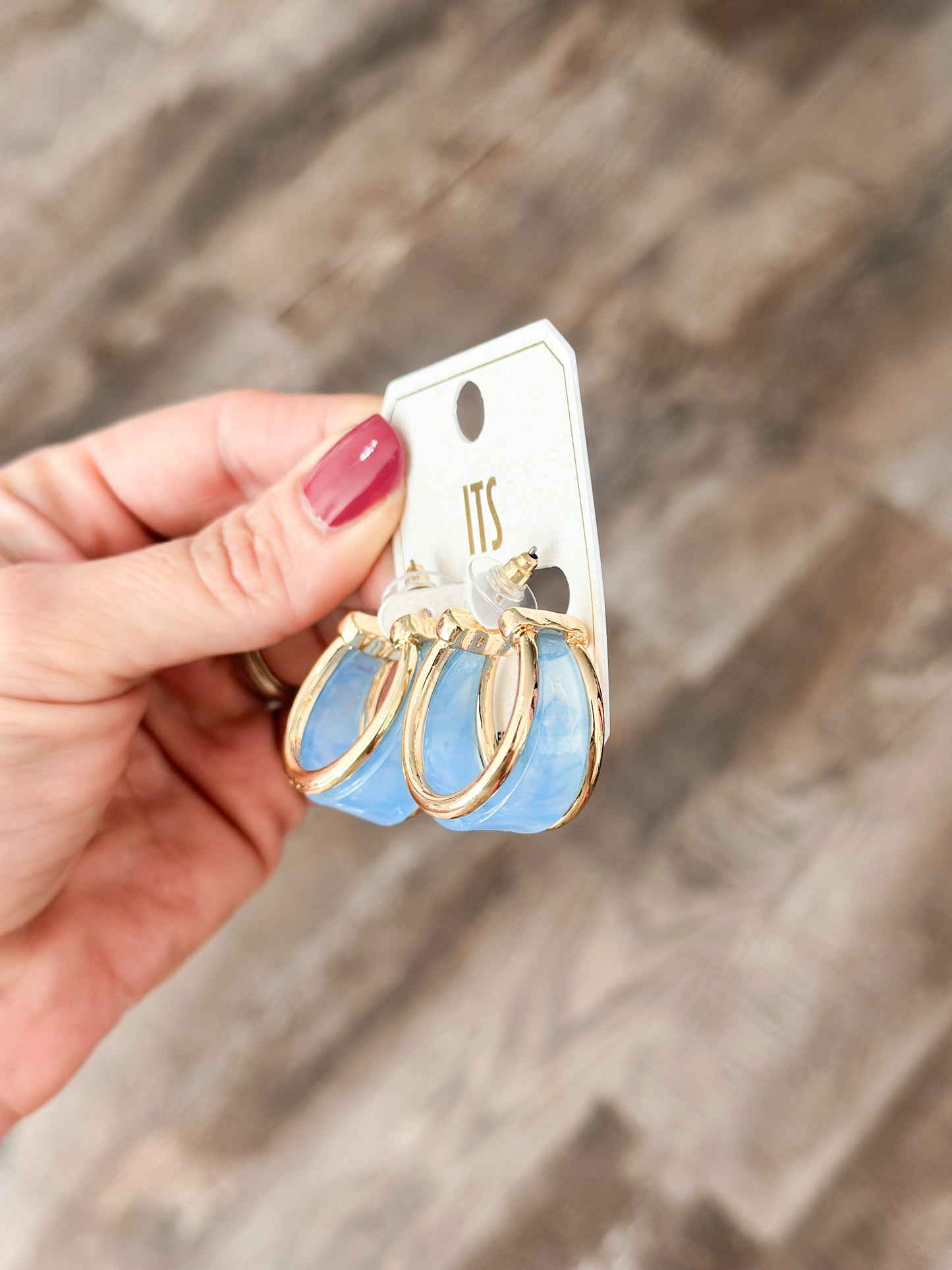 Modern Wide Hoop Earrings (Blue)