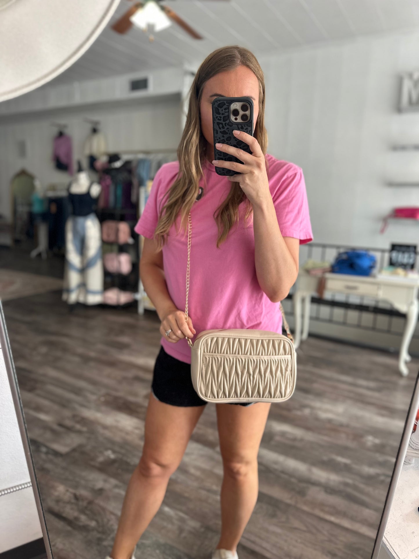 Dana Textured Crossbody - Beige