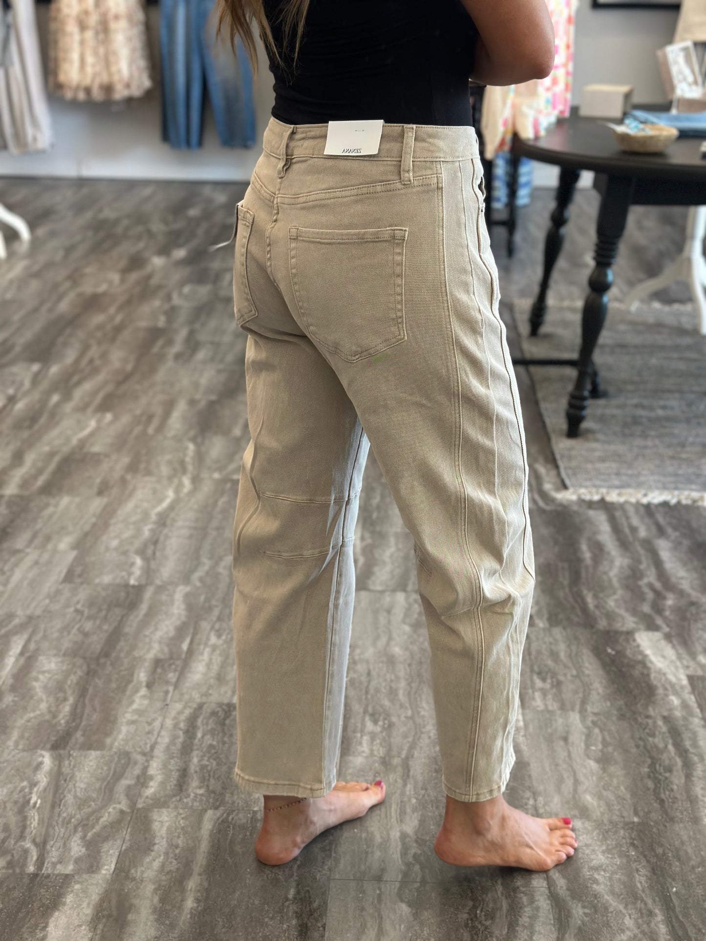 Caroline Khaki Barrel Denim