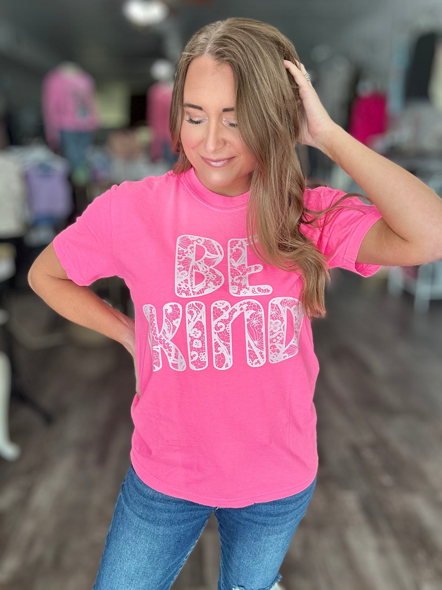 Be Kind Faux Lace Graphic Tee