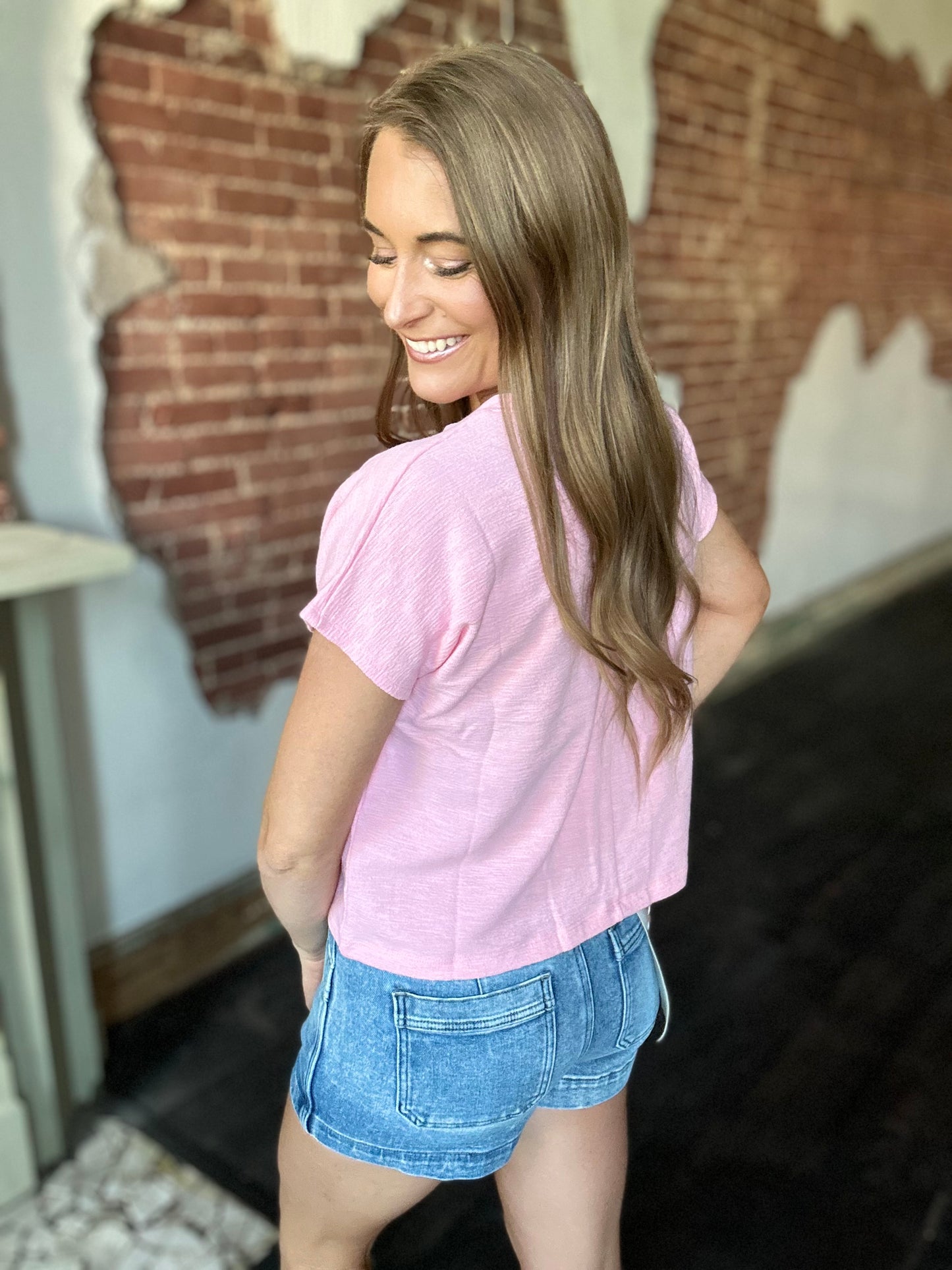 Couldn't Be Better Boxy Pocket Tee (Pink)