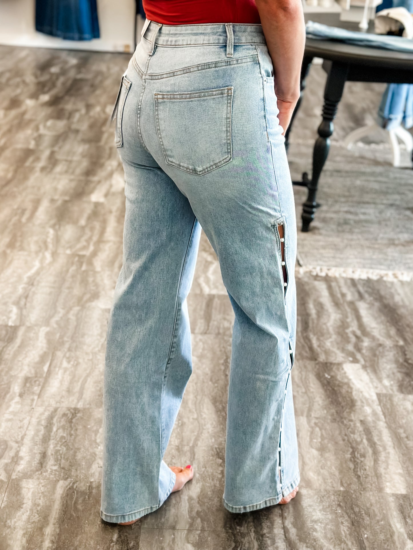 Aurora Pearl Beaded Denim