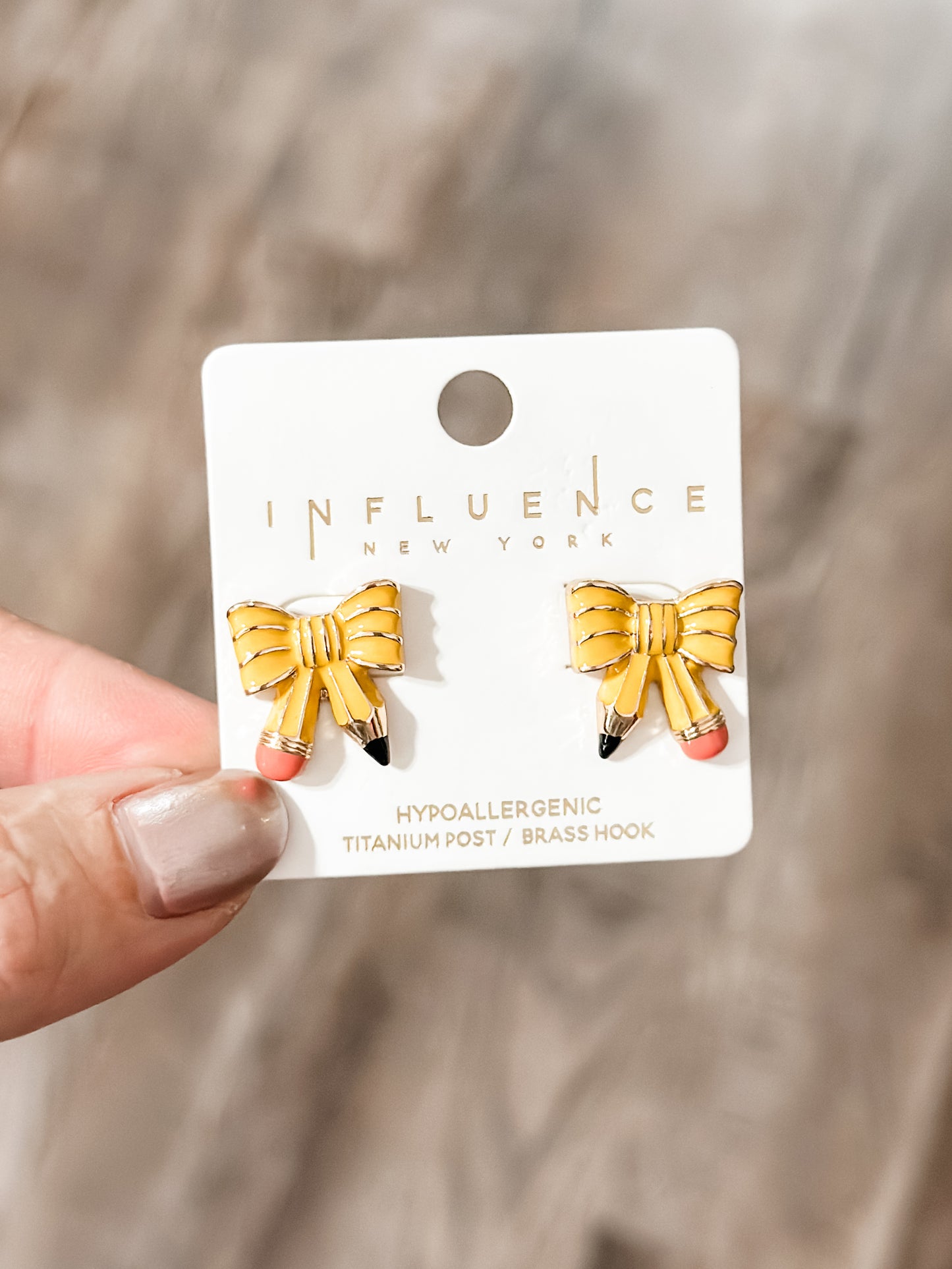 Pencil Bow Stud Earrings