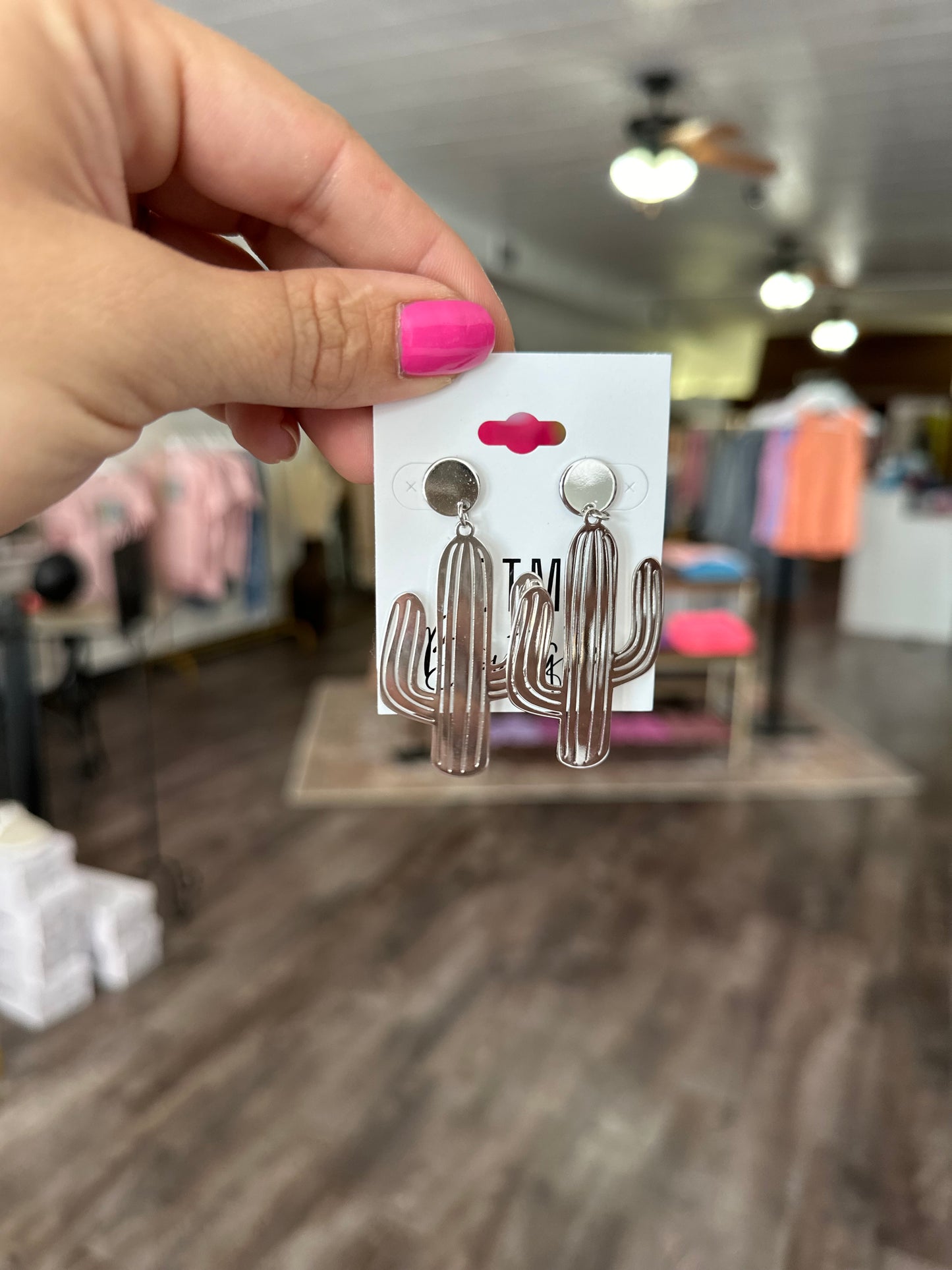 Silver Cactus Earrings