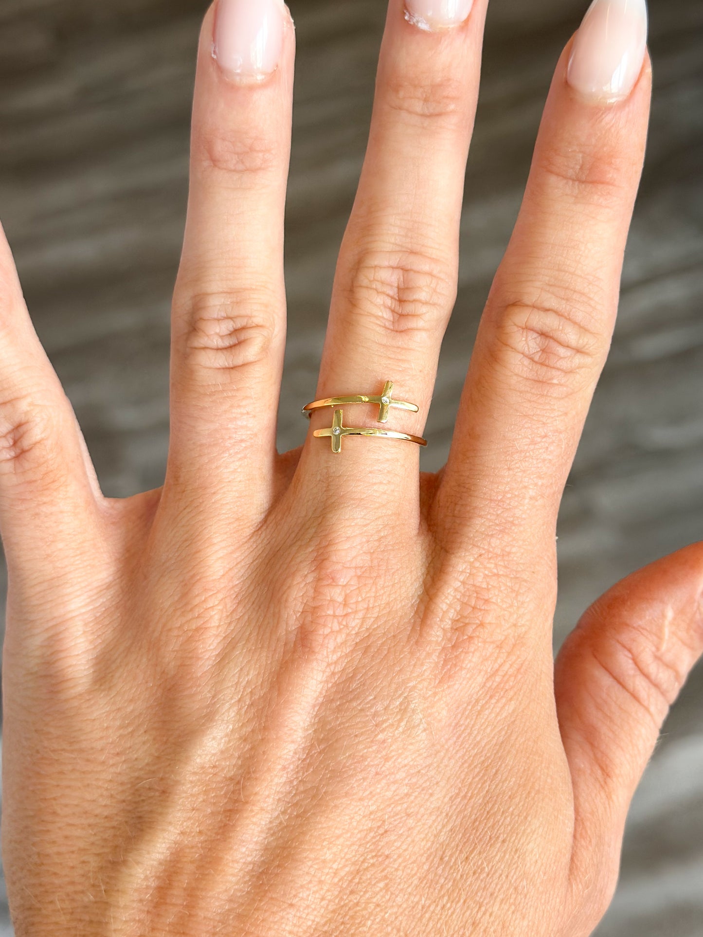 Double Cross Open Ring (Gold)