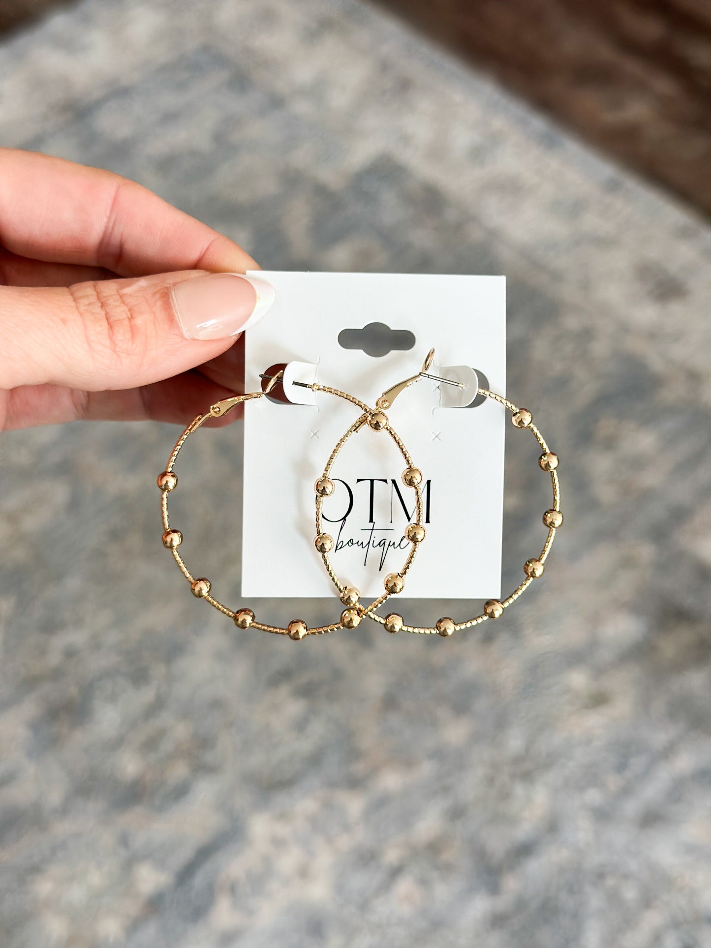Classic Ball Beaded Hoops (Gold)