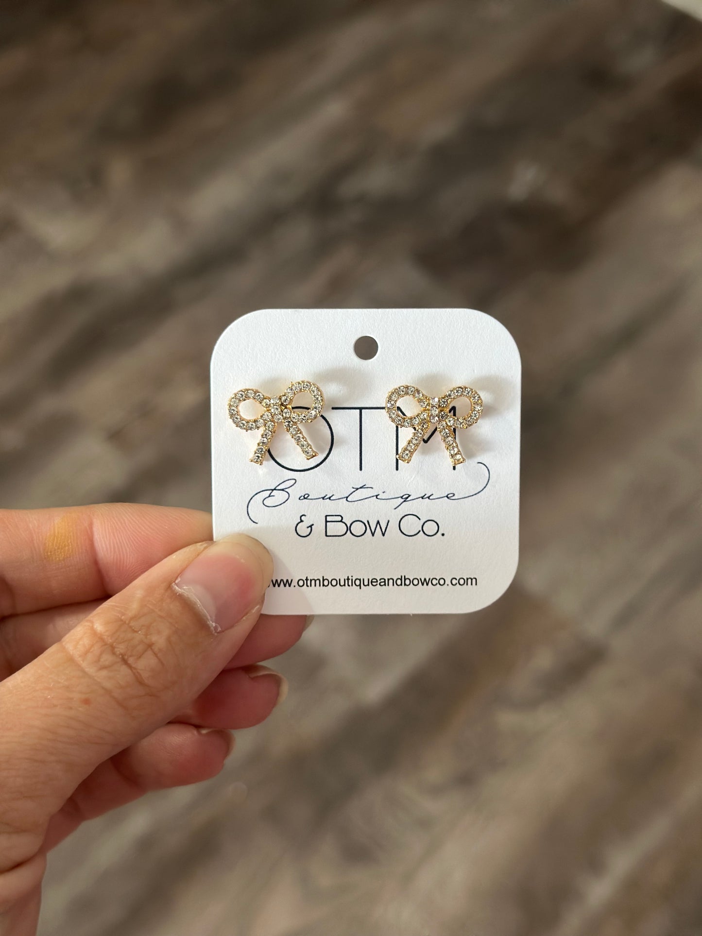 Sparkle Bow Studs - Gold