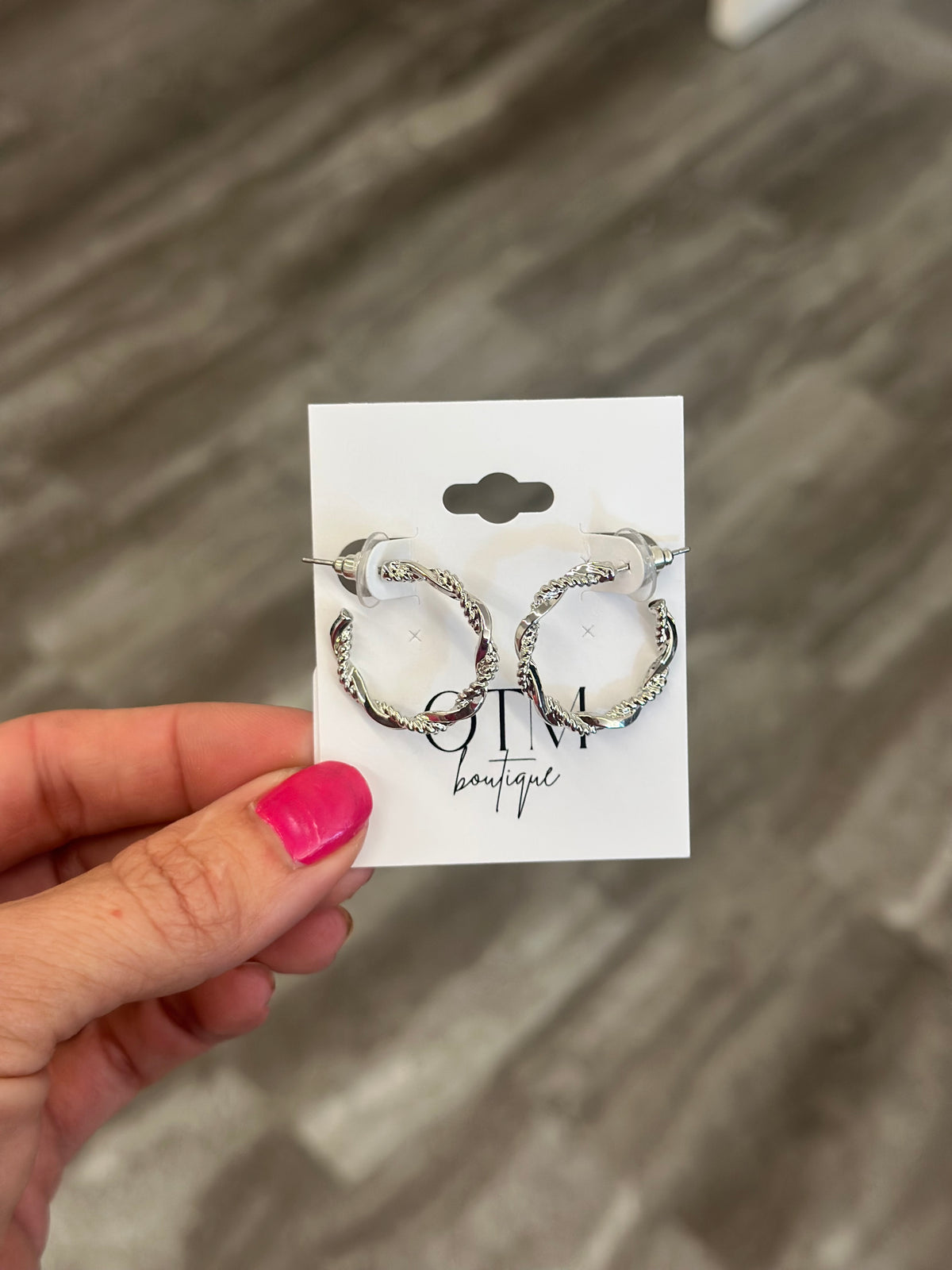 Silver Twist Hoops