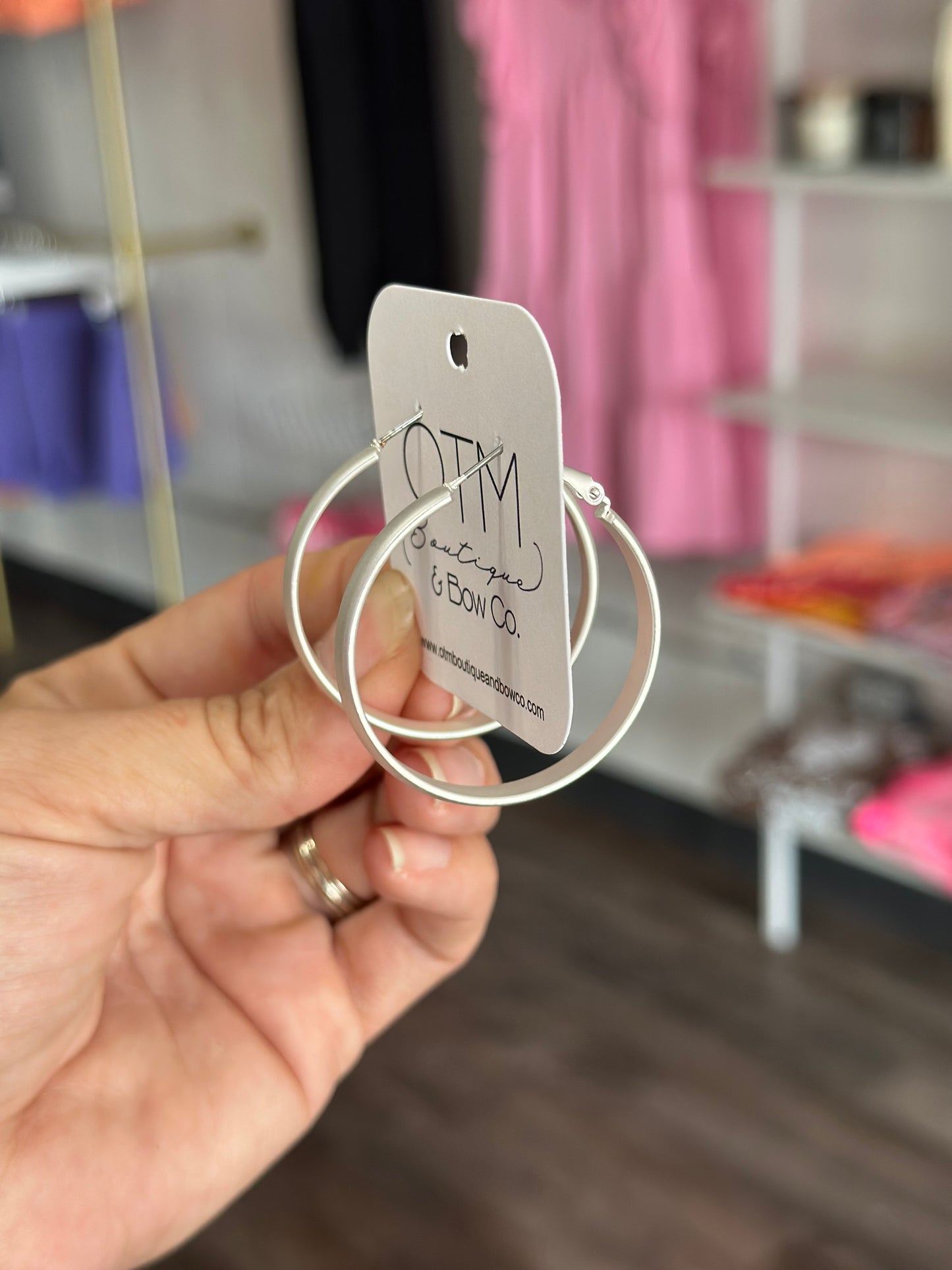 All In Matte Silver Hoops