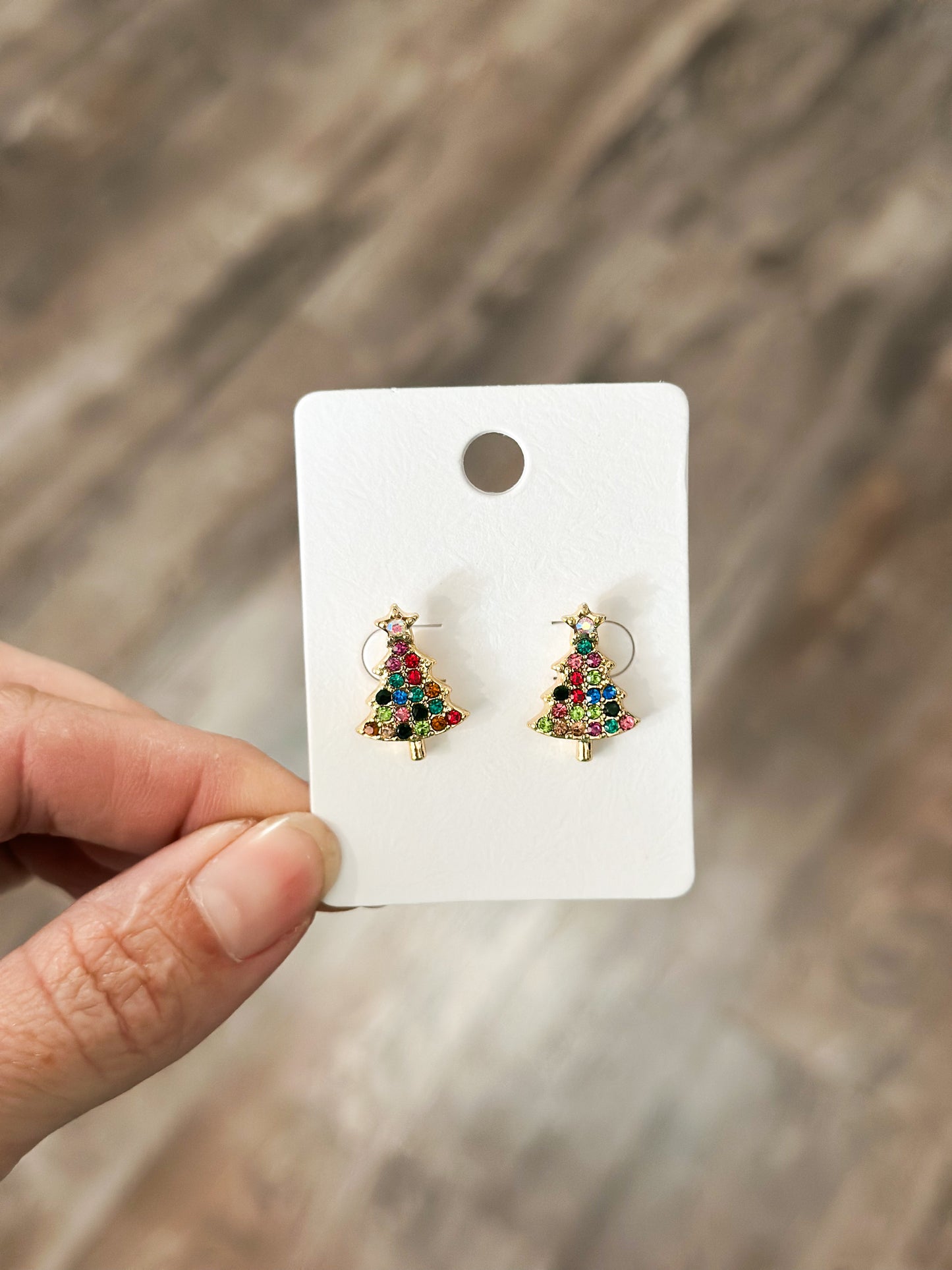 Multi-Colored Tree Earrings (Gold)