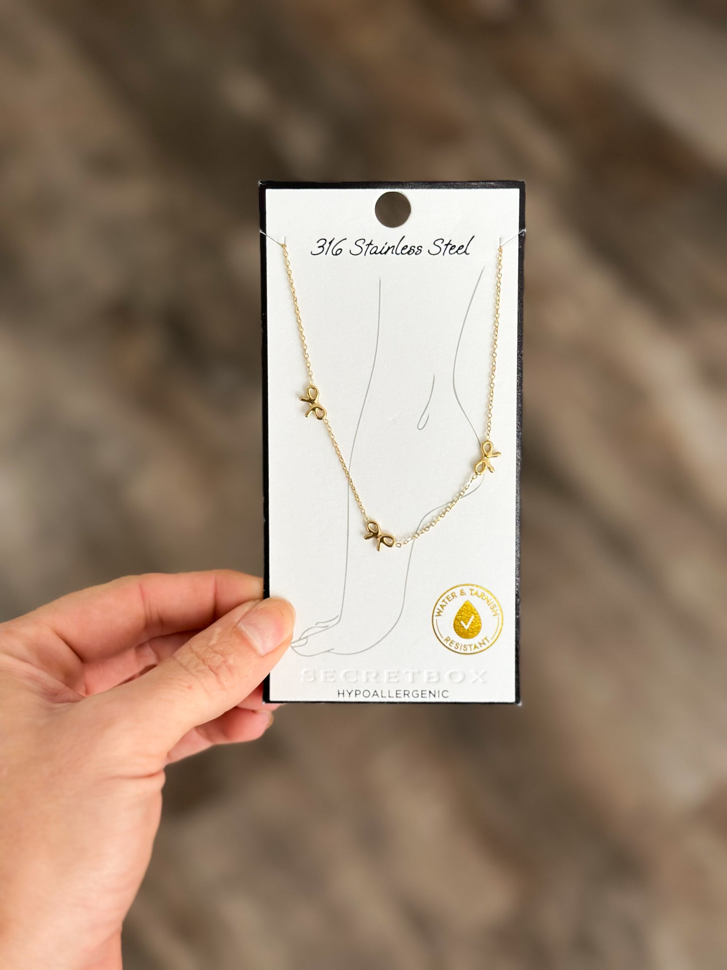 Dainty Bow Anklet (Gold)