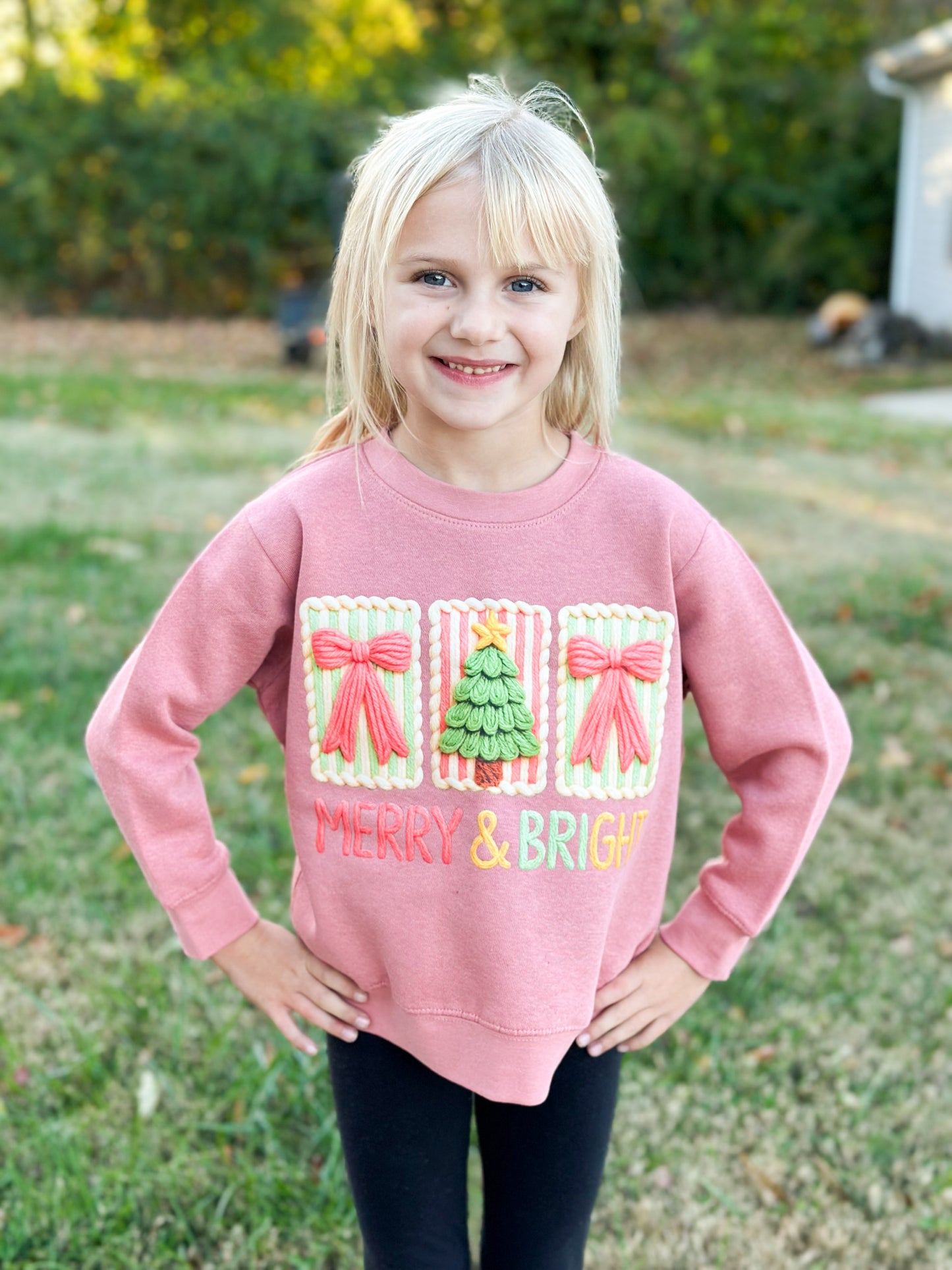 Merry & Bright Faux Yarn Crewneck (Youth)