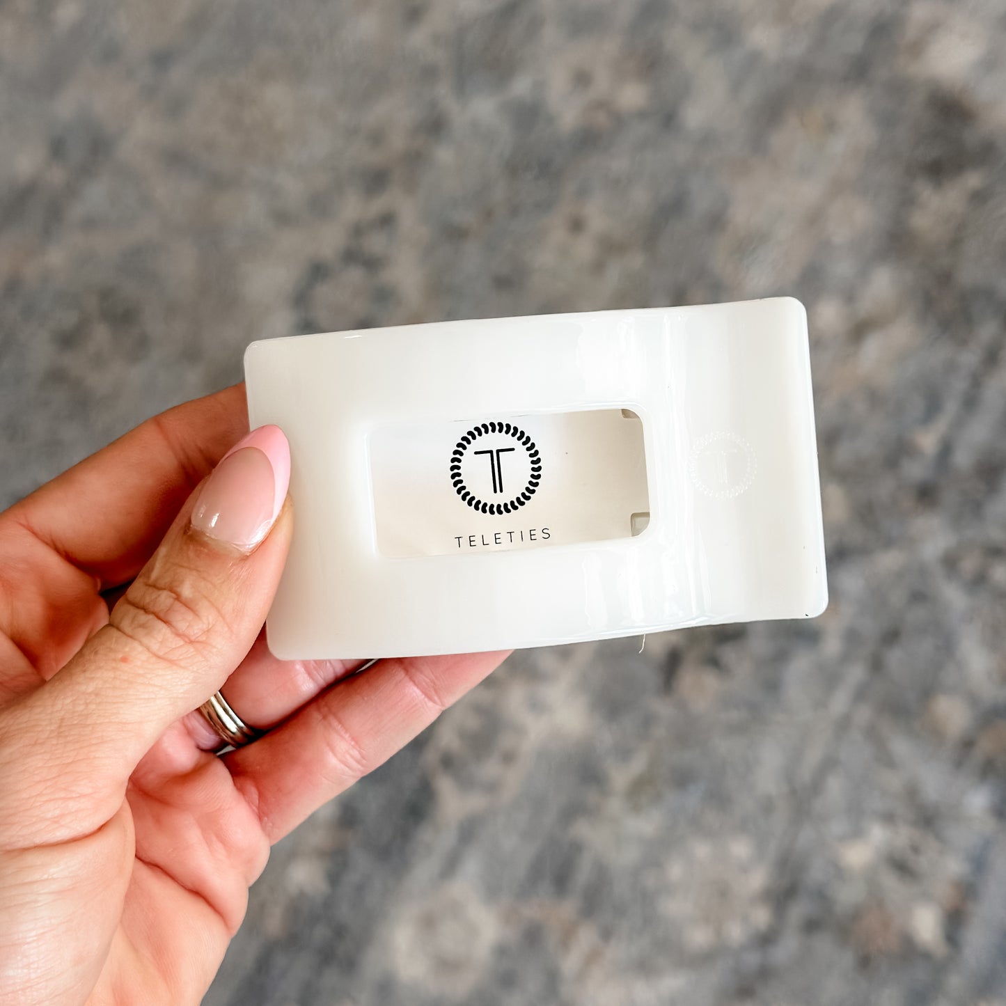 Coconut White Flat Rectangle Clip - Small