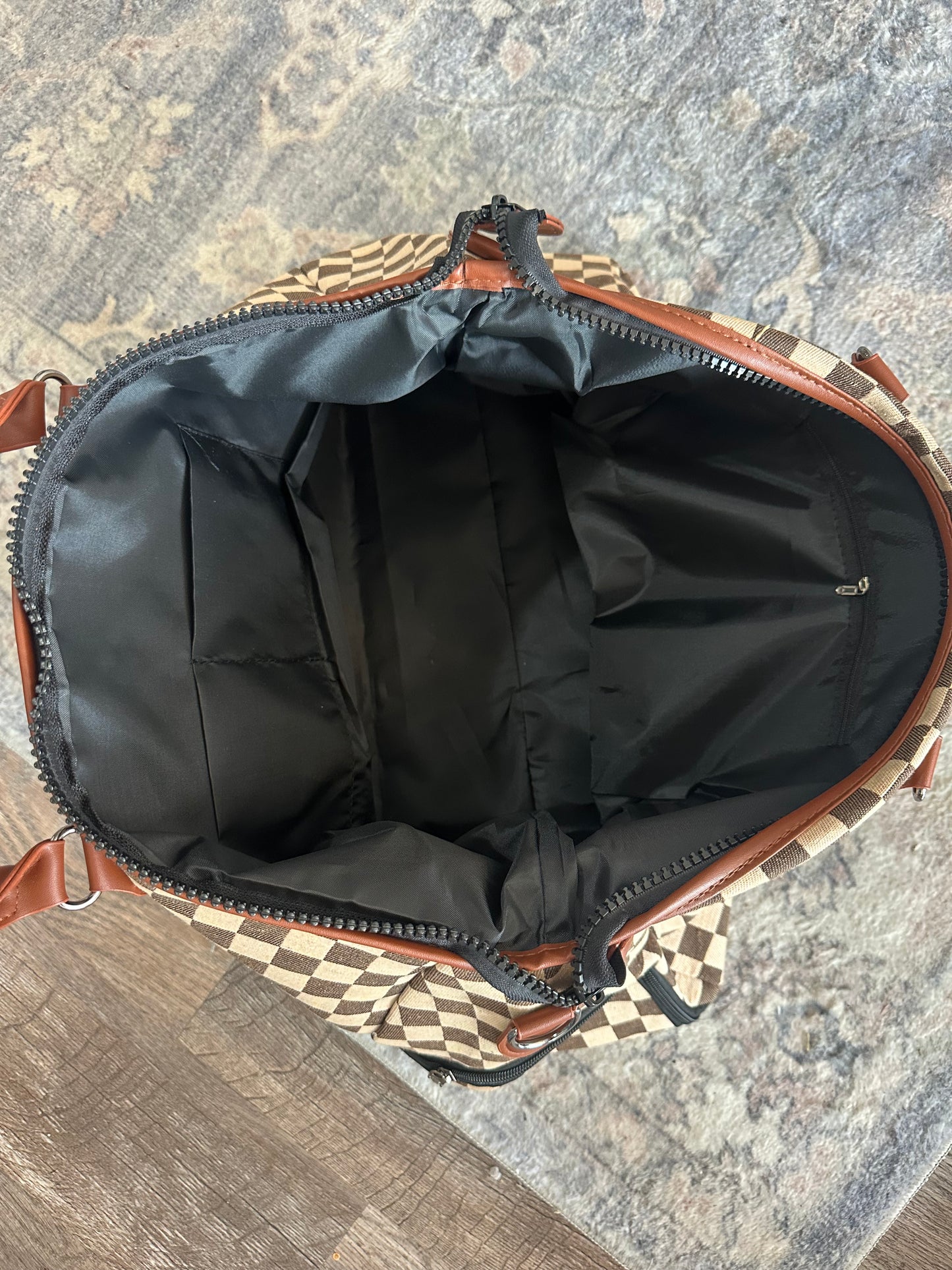 Gabby Checkered Weekender Duffle (Black)