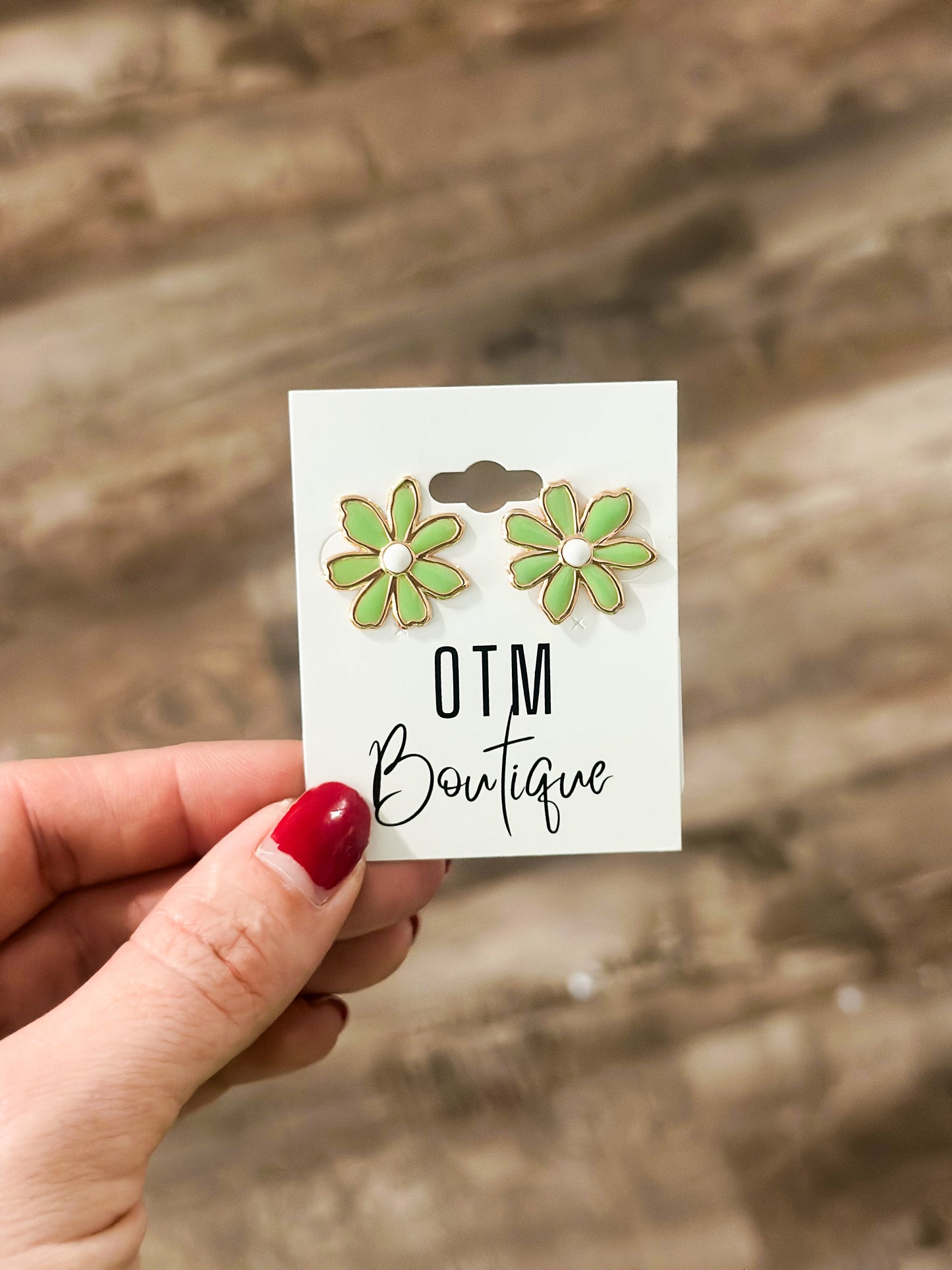 Green Daisy Earrings