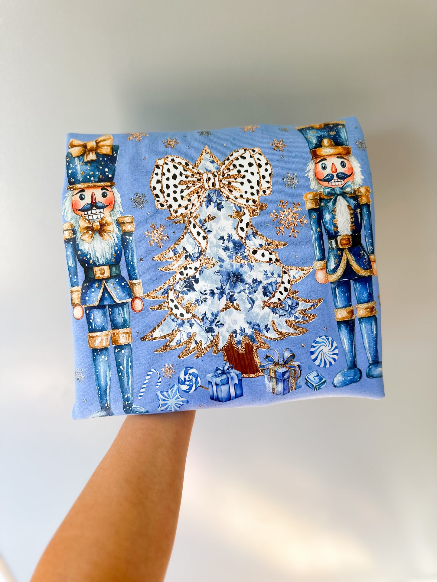 Blue Floral Nutcracker Crewneck