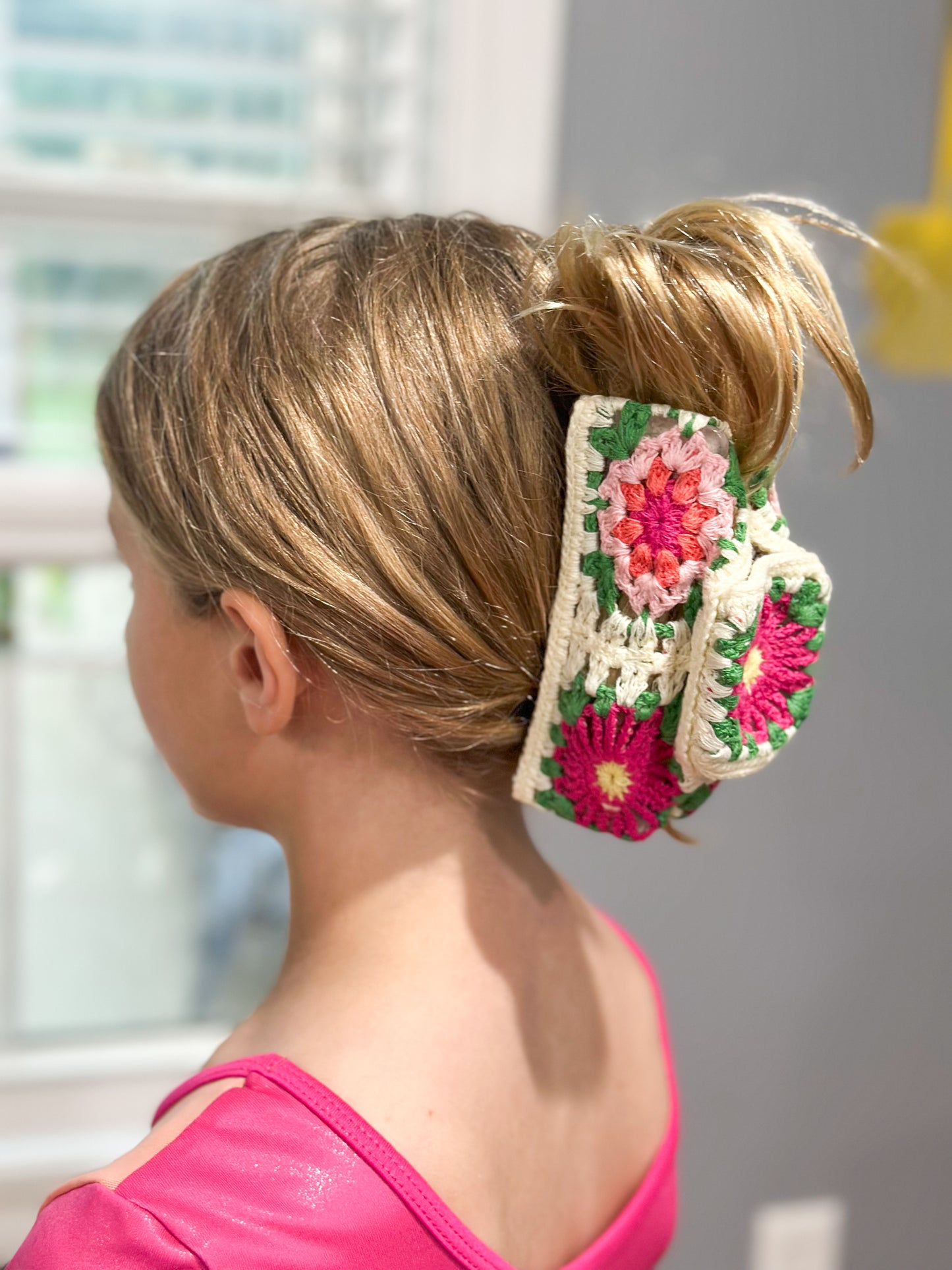 Floral Crochet Jumbo Claw Clip