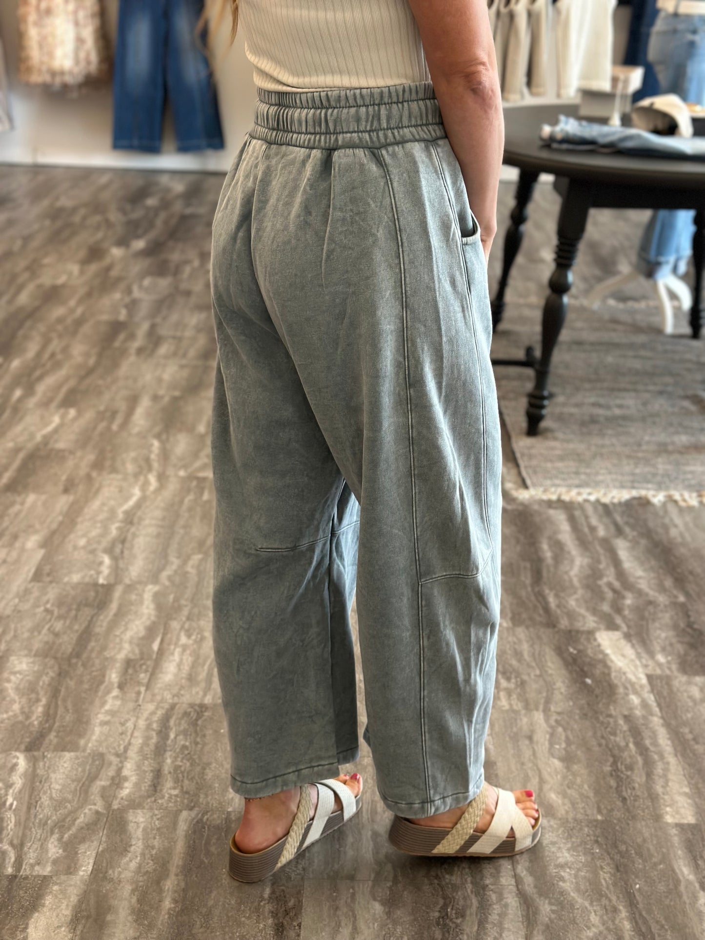 By The Campfire Barrel Joggers (Washed Jade)
