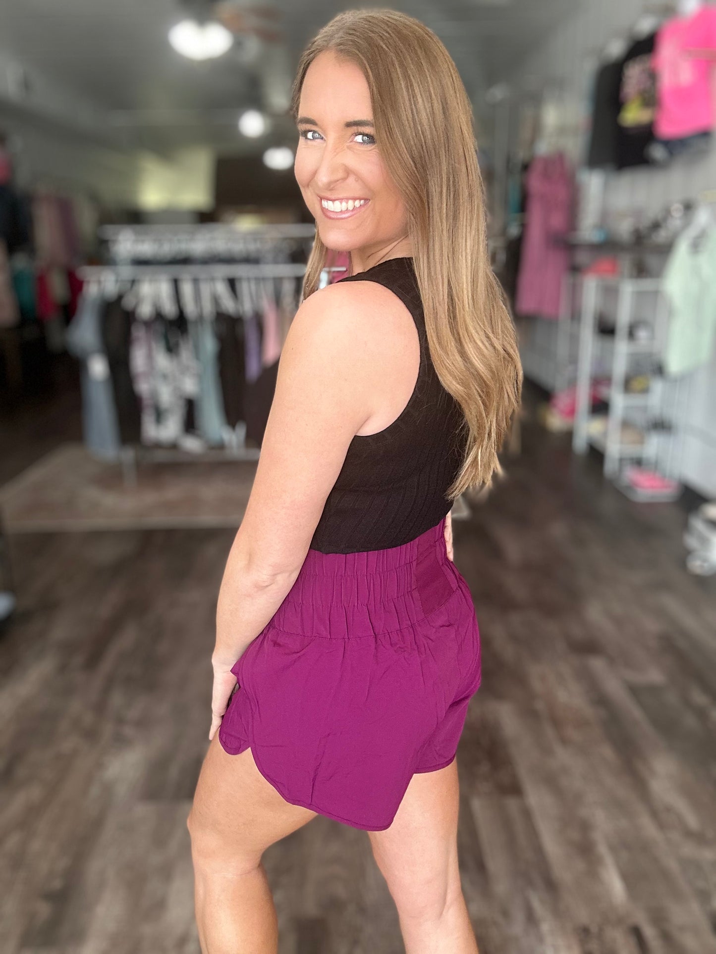 Summer Lovin’ Wide Band Athletic Shorts - Plum