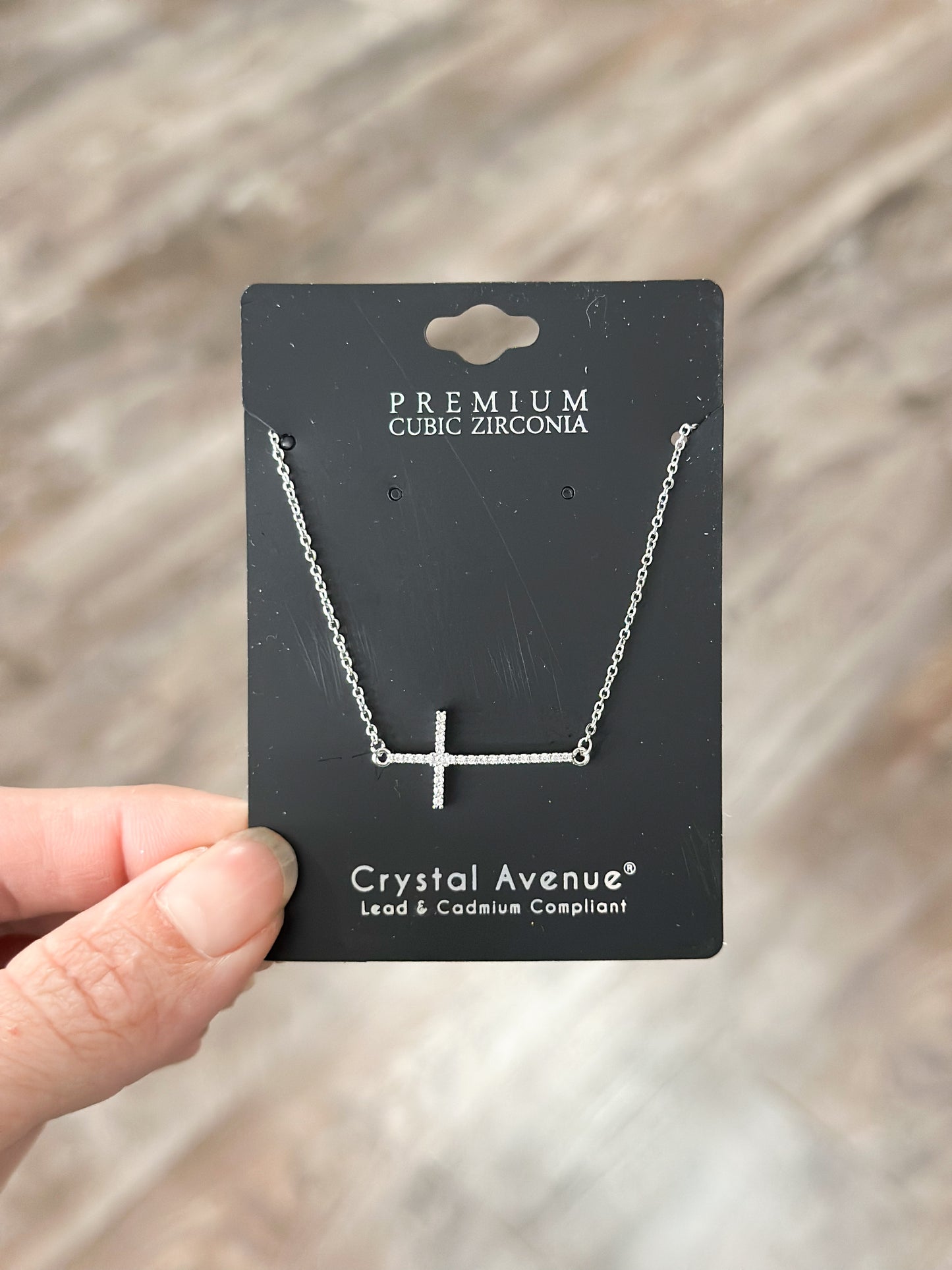 Sparkly Cross Necklace (Silver)