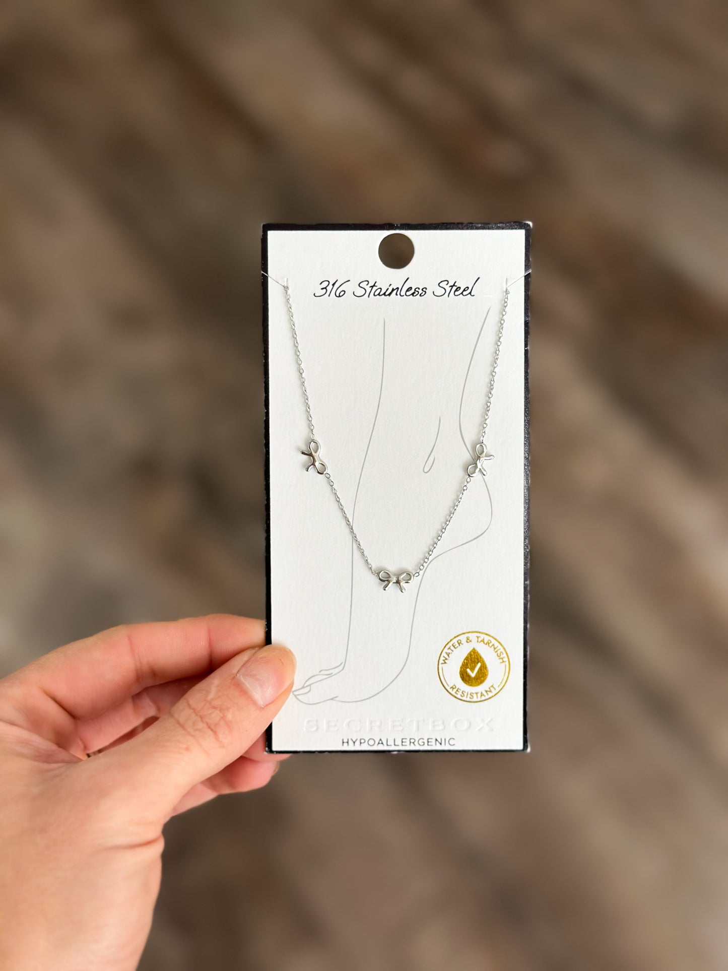 Dainty Bow Anklet (Silver)