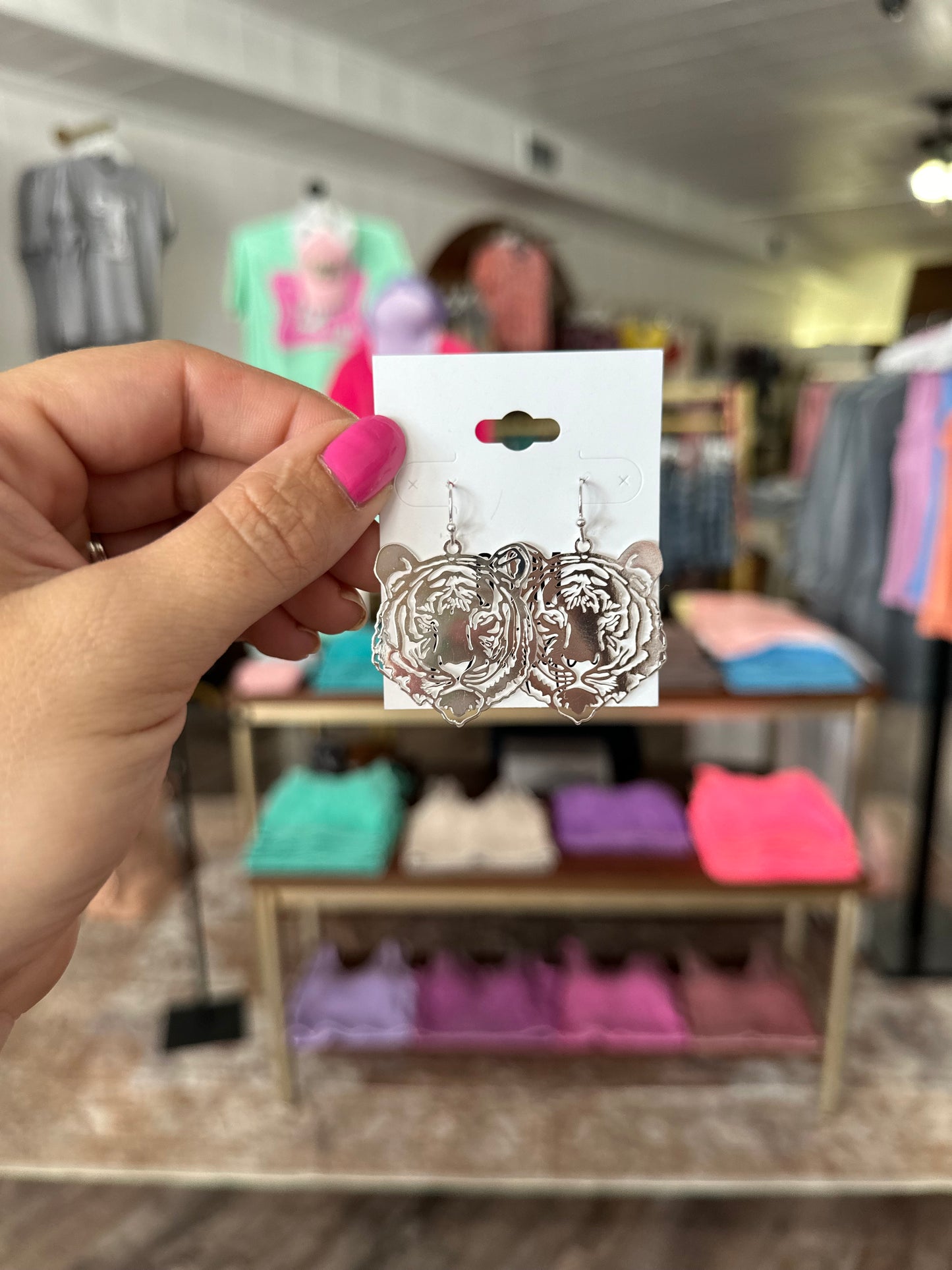 Silver Tiger Earrings