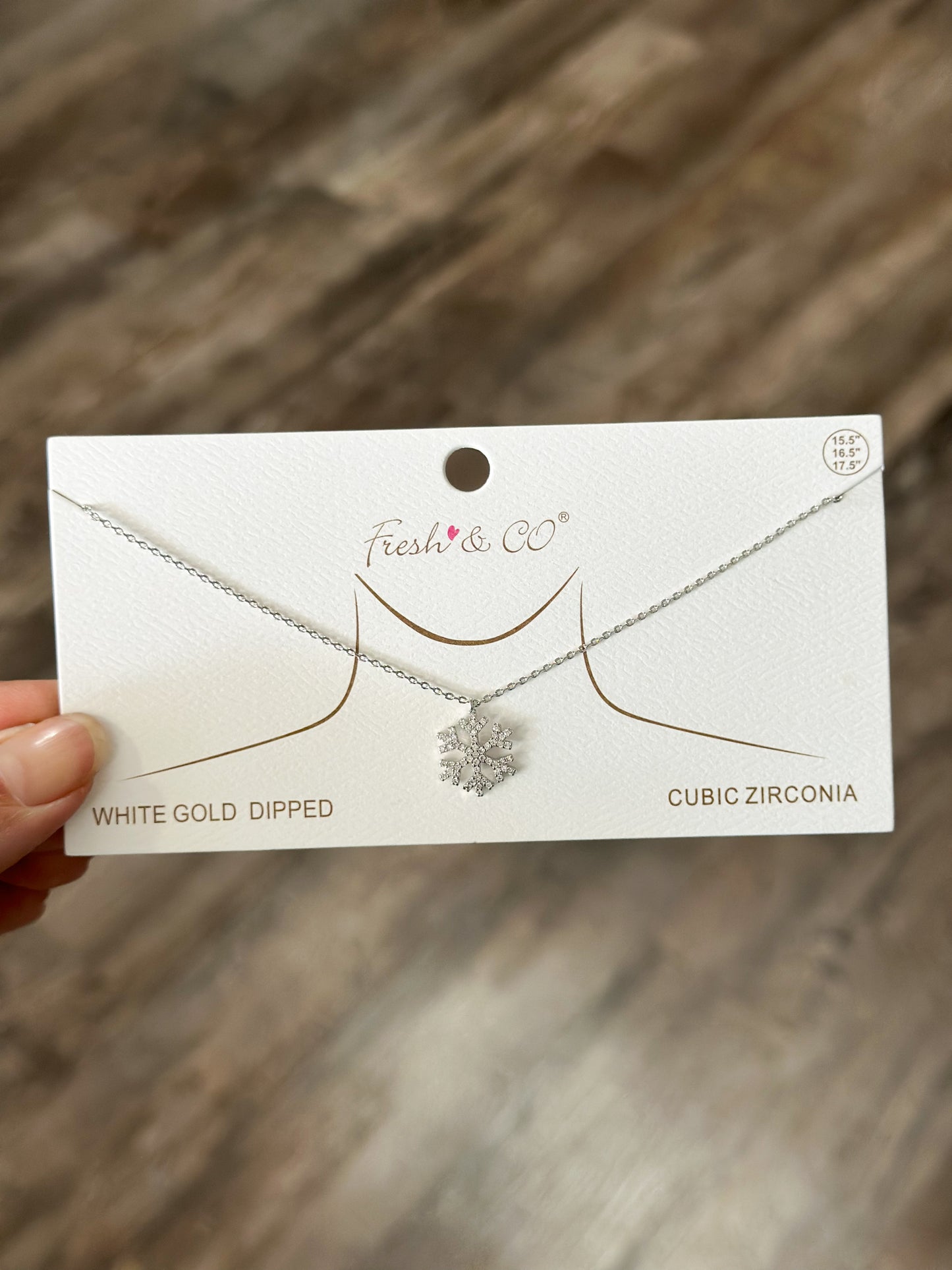 Sparkly Snowflake Necklace (Silver)