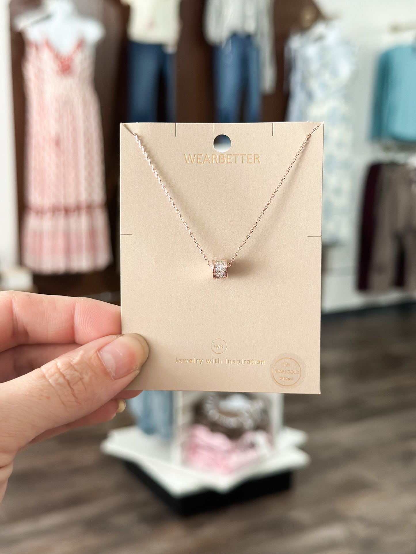 Cylinder Pendant Necklace - Rose Gold