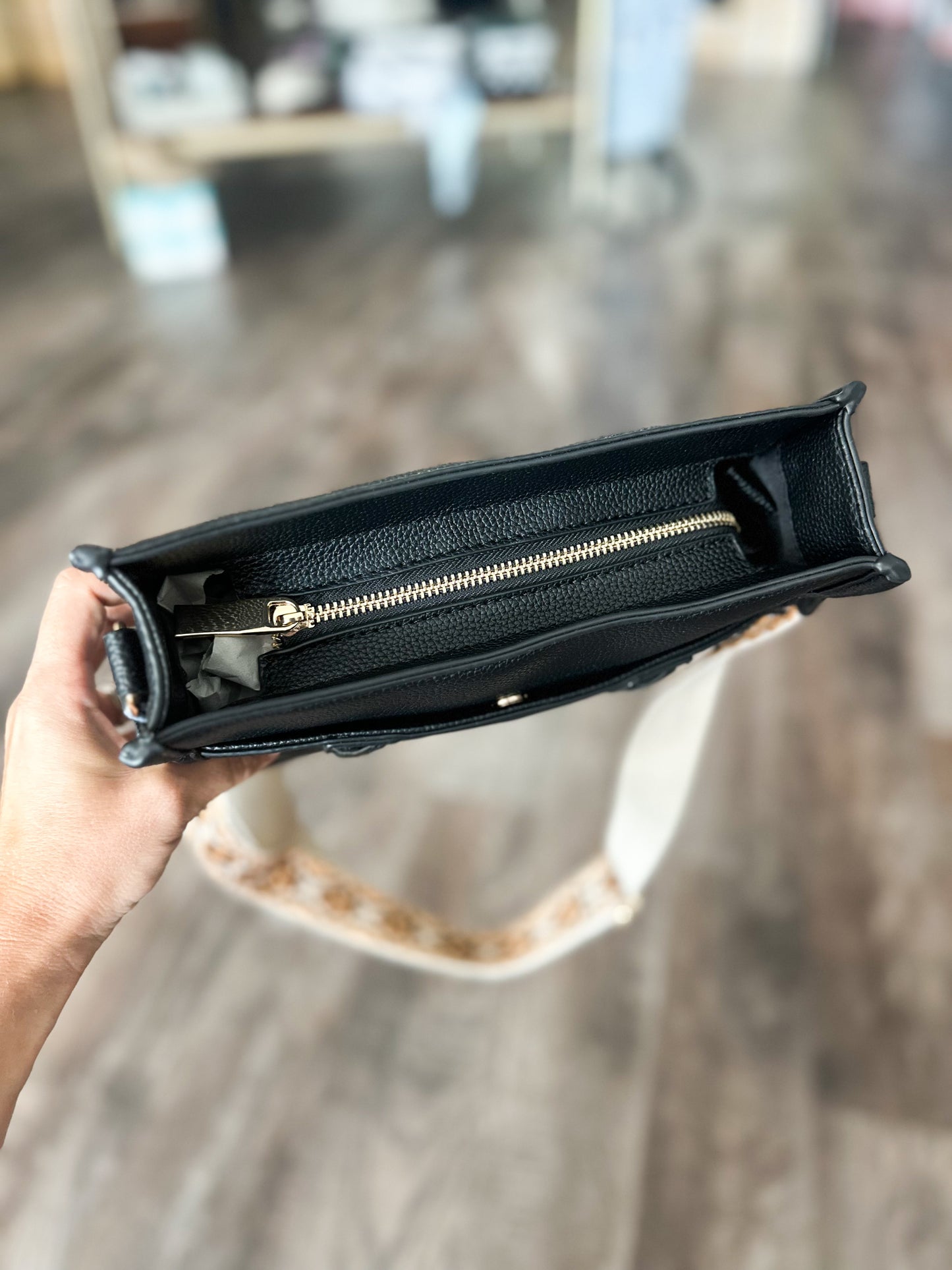 In A Daze Boho Guitar Strap Crossbody - Black