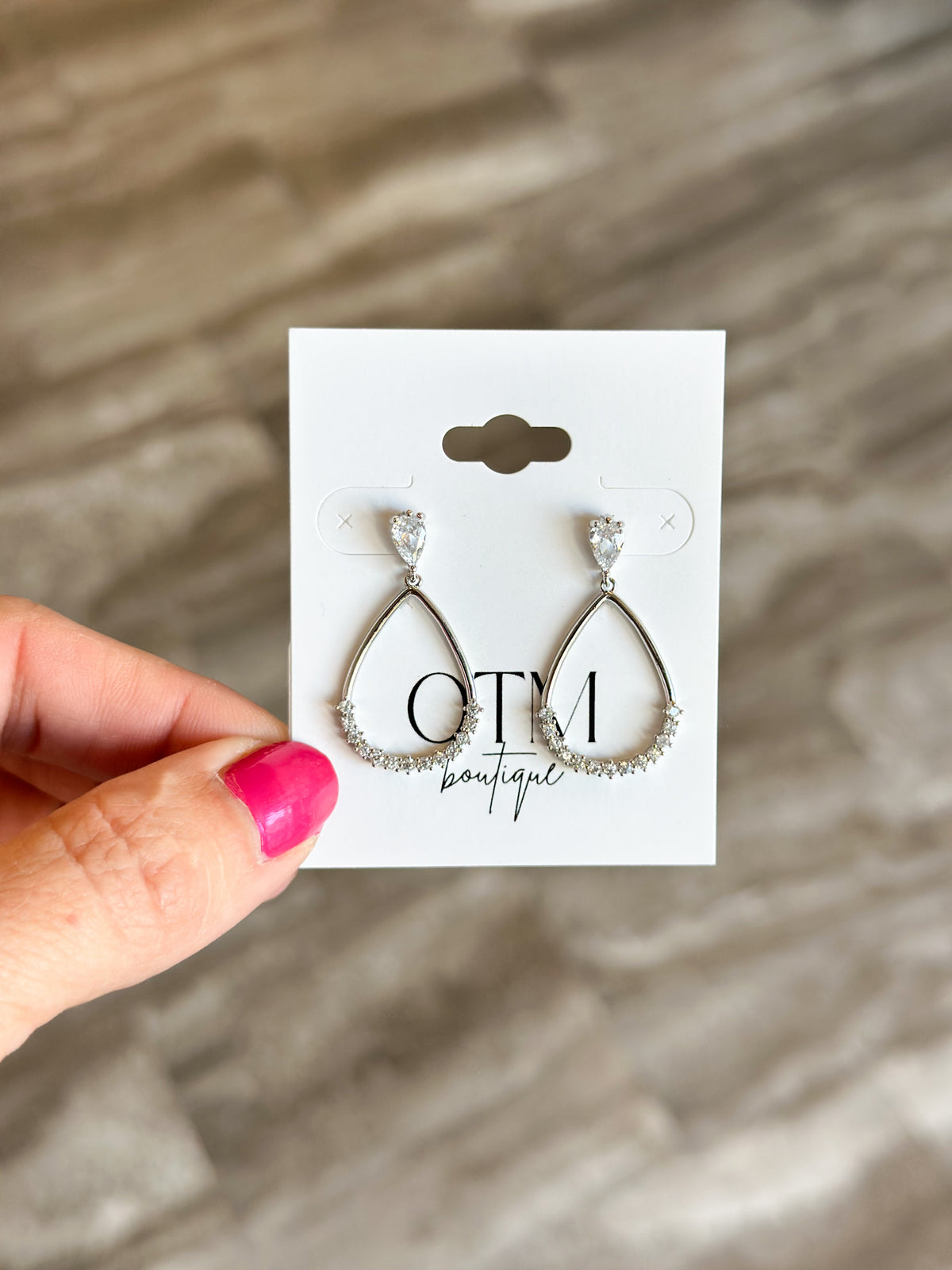 Sparkle Teardrop Earrings (Silver)