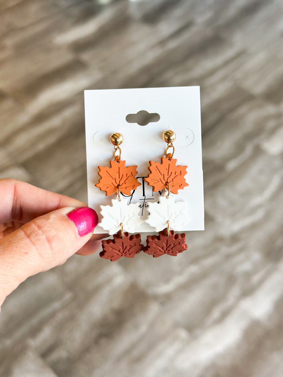 Fall Clay Leaf Dangle Earrings