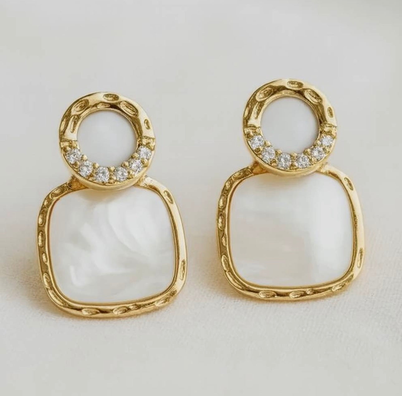 Geometric Square Shell Stud Earrings
