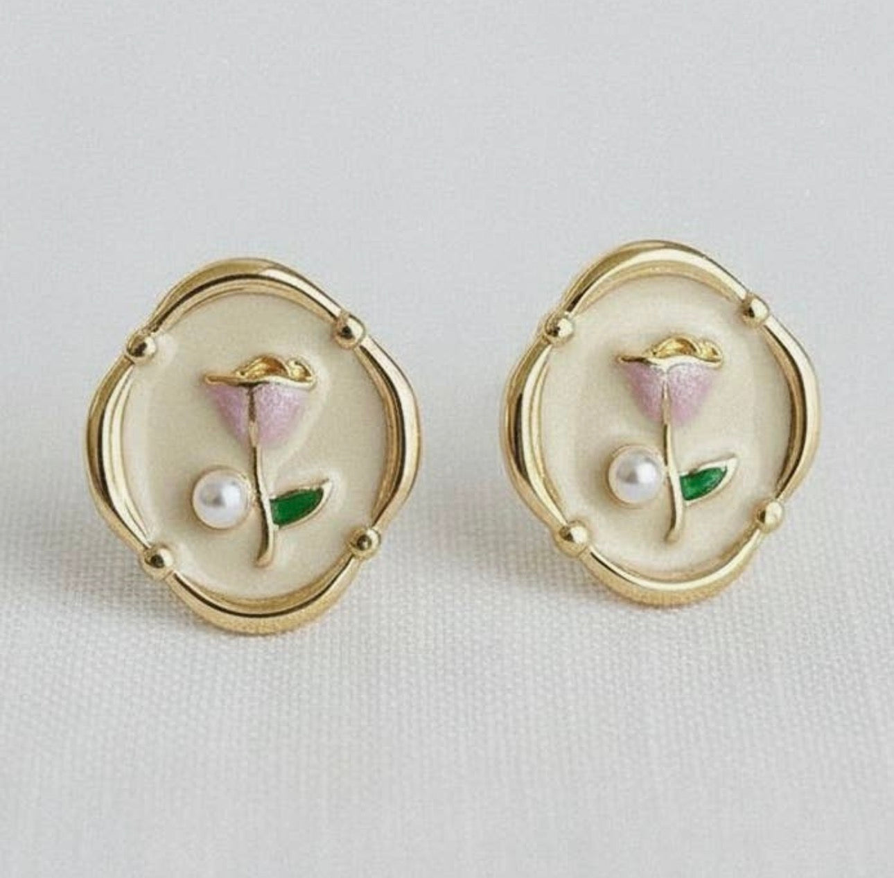 Artistic Floral Oil Painting Earrings