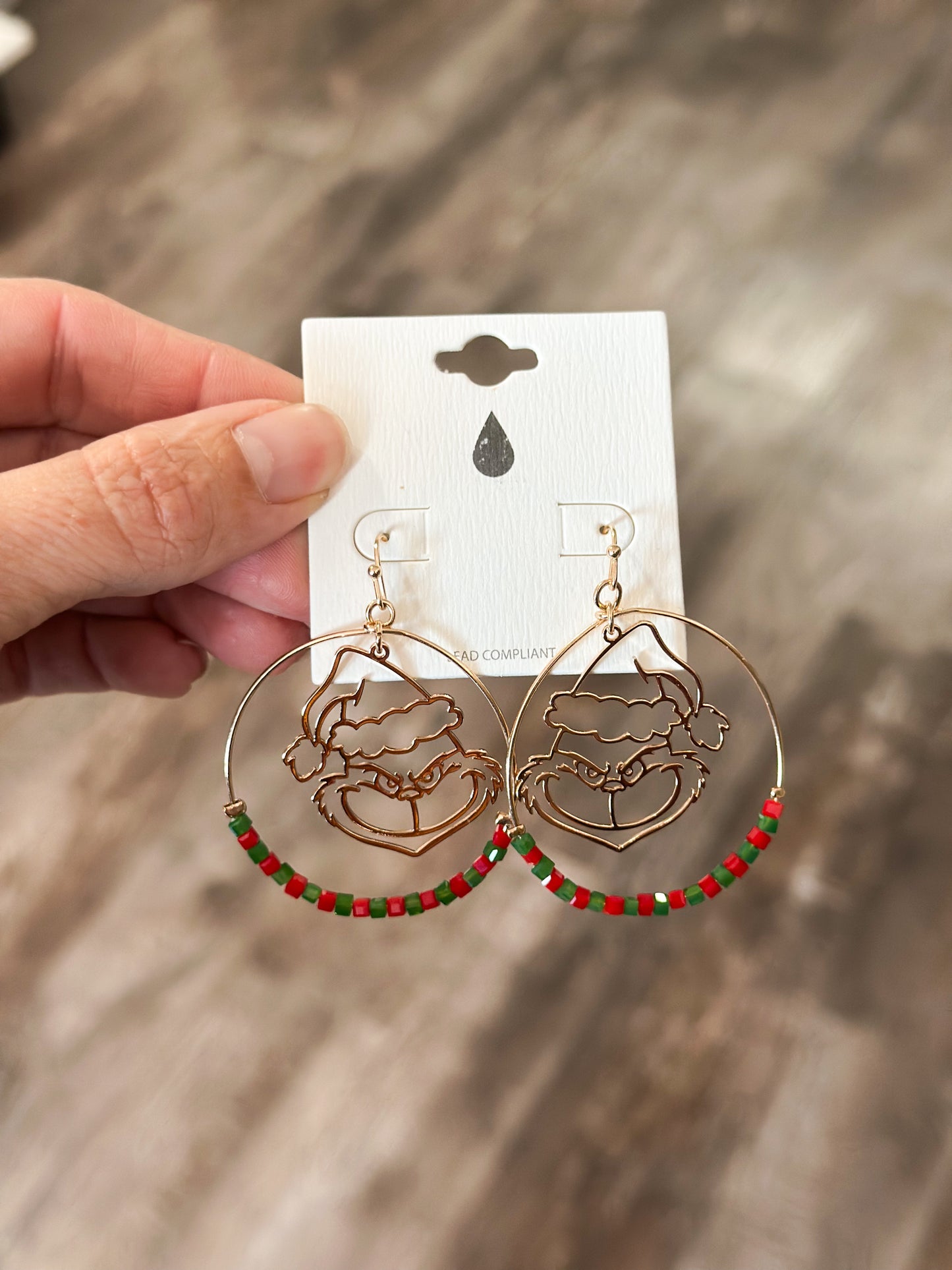 Green Man Dainty Dangle Earrings (Gold)