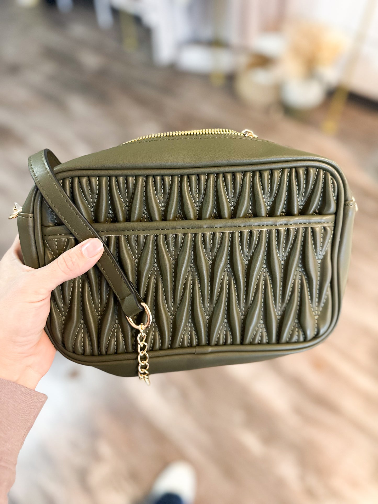 Broadway Textured Crossbody (Olive)