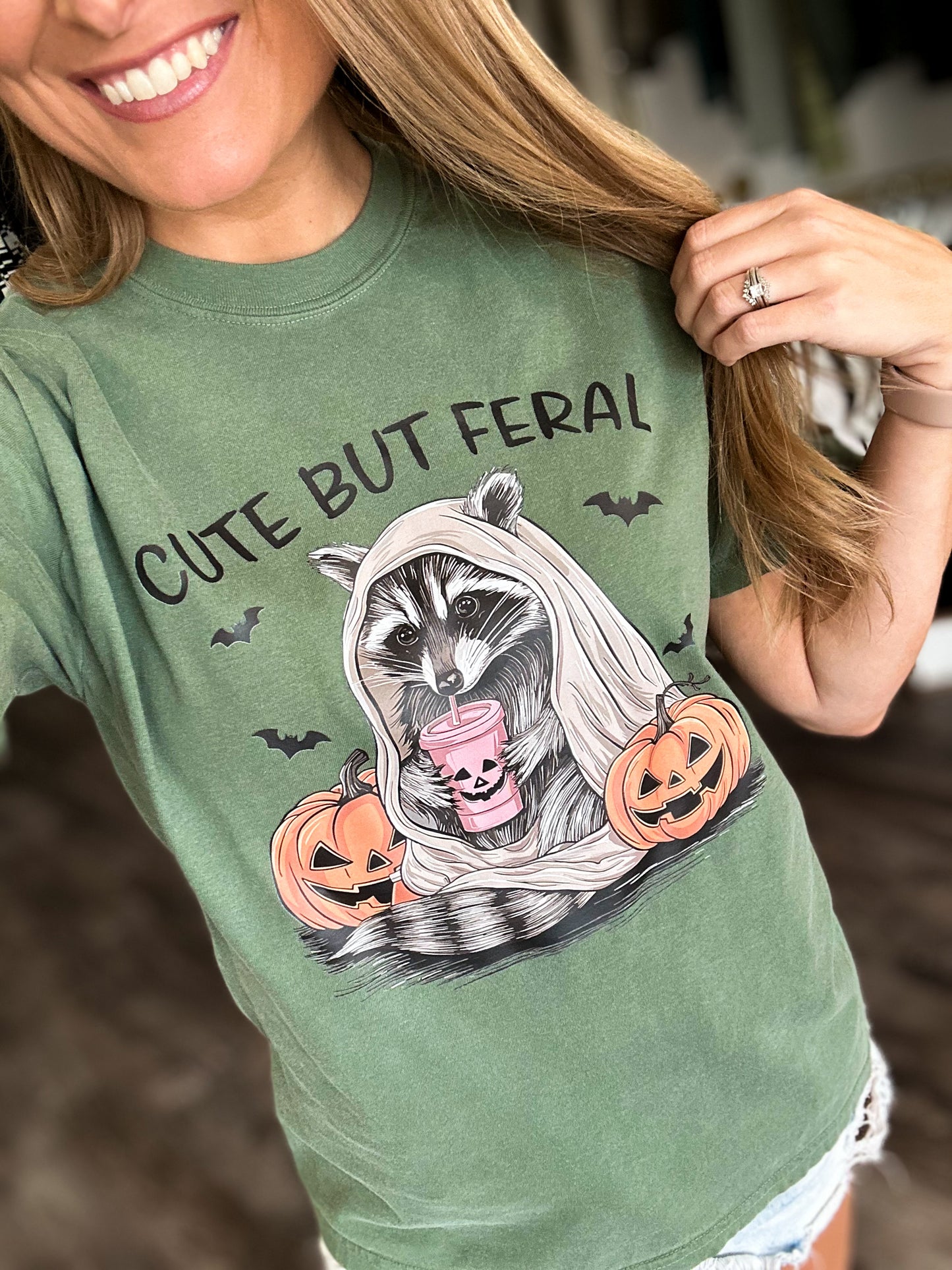 Cute But Feral Raccoon Graphic Tee
