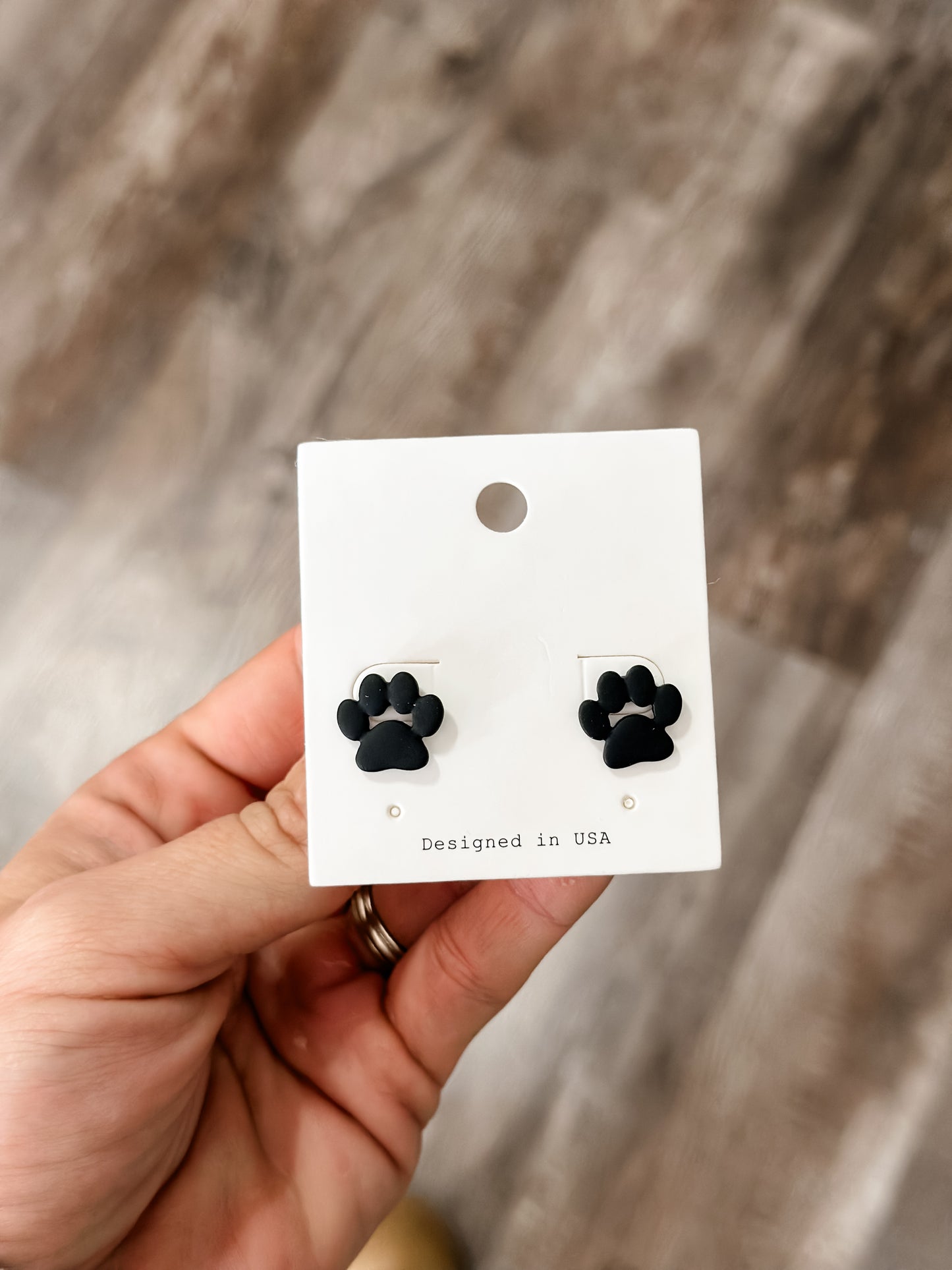 Black Paw Stud Earrings